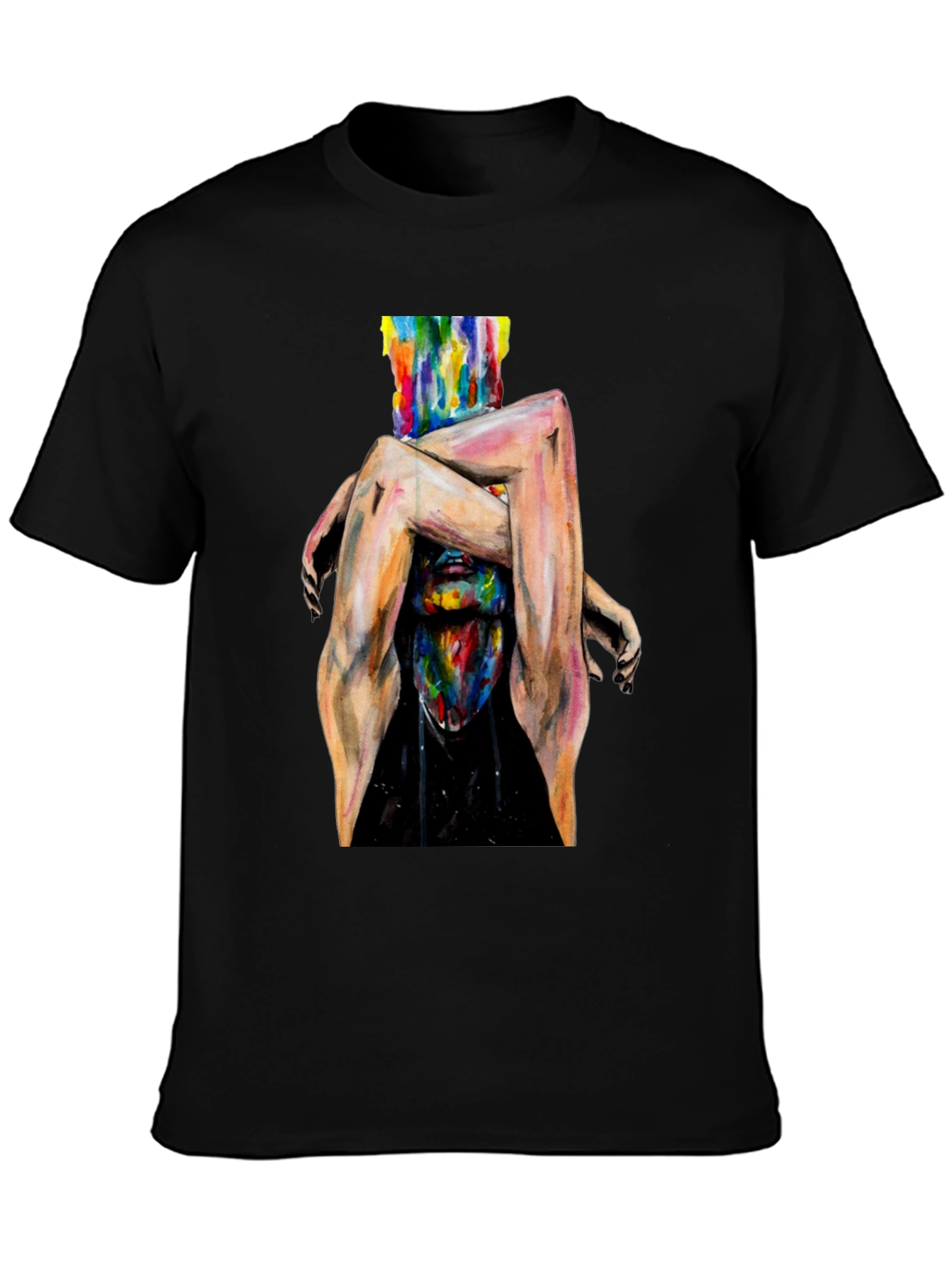 Abstract Art Graphic Print Black T-Shirt
