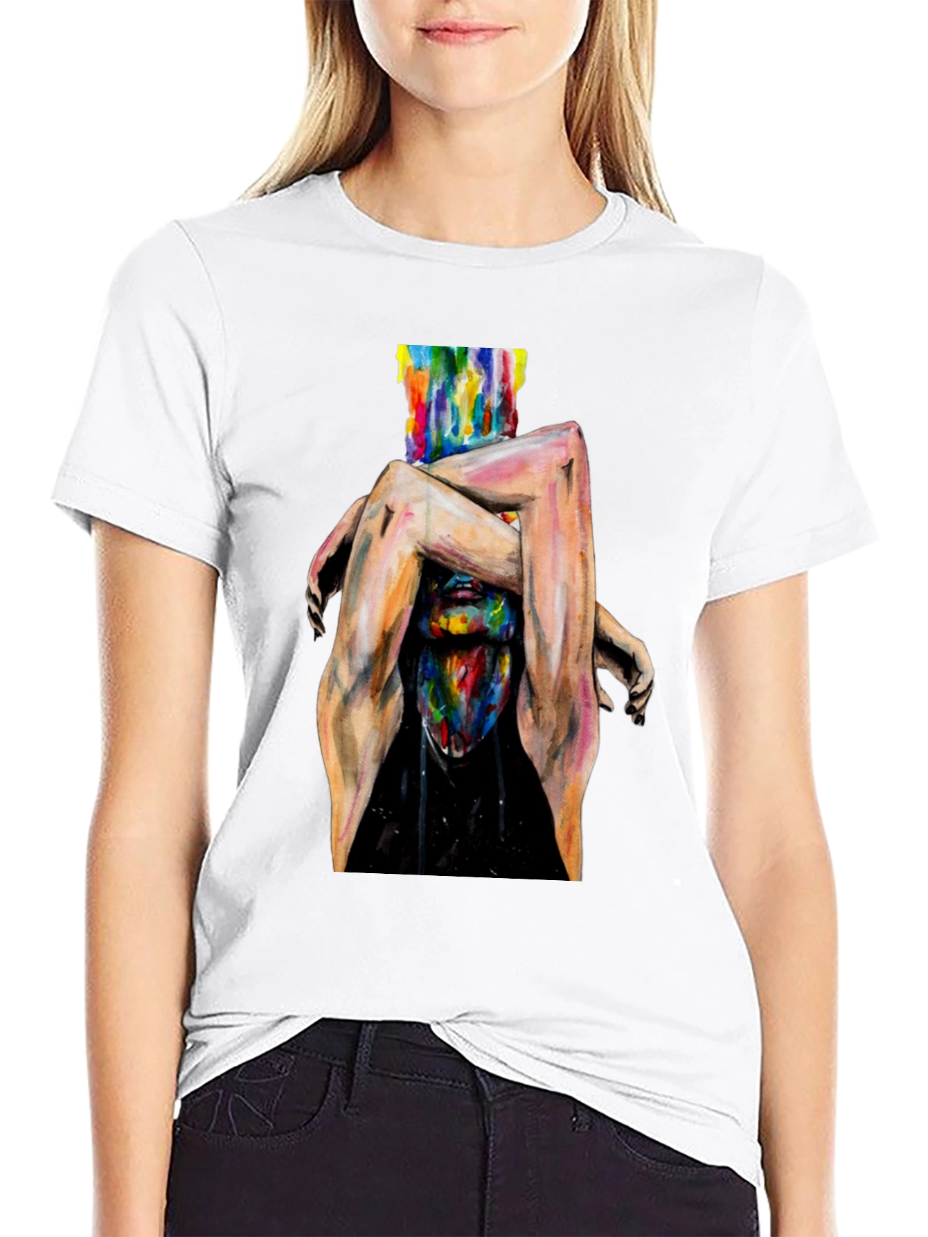 Abstract Art Graphic Print Black T-Shirt