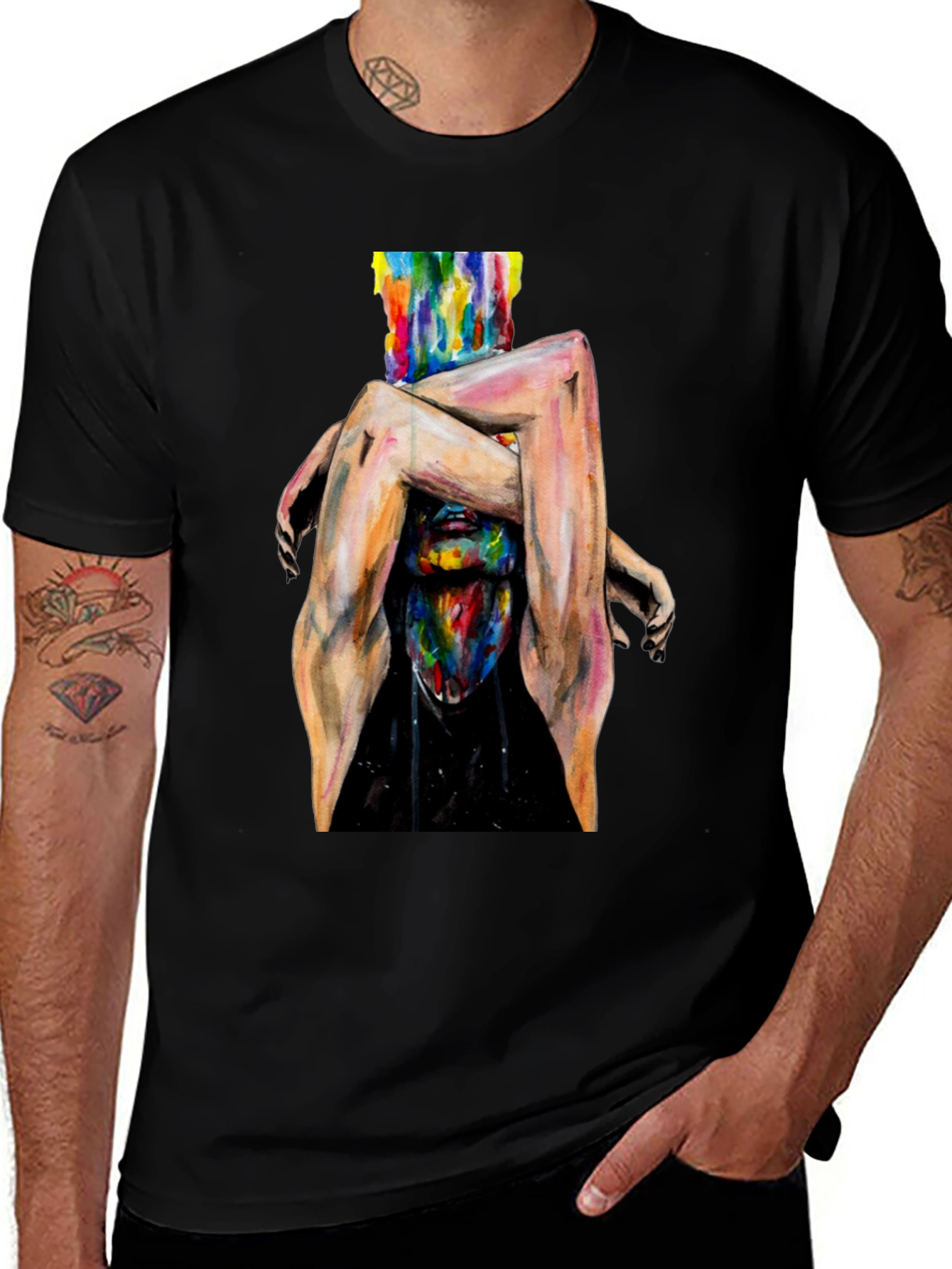Abstract Art Graphic Print Black T-Shirt