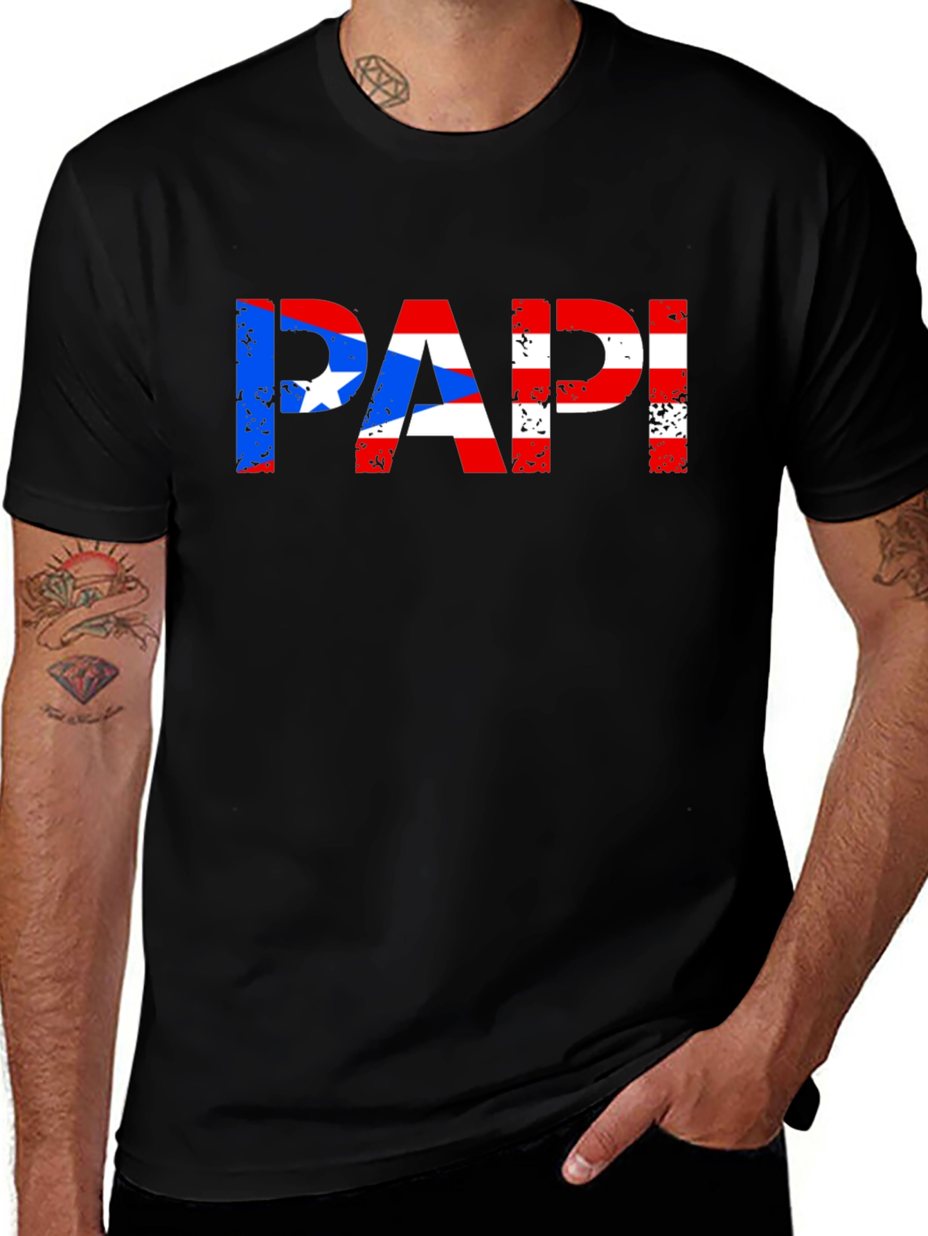 Puerto Rican Flag PAPI T-Shirt - Black