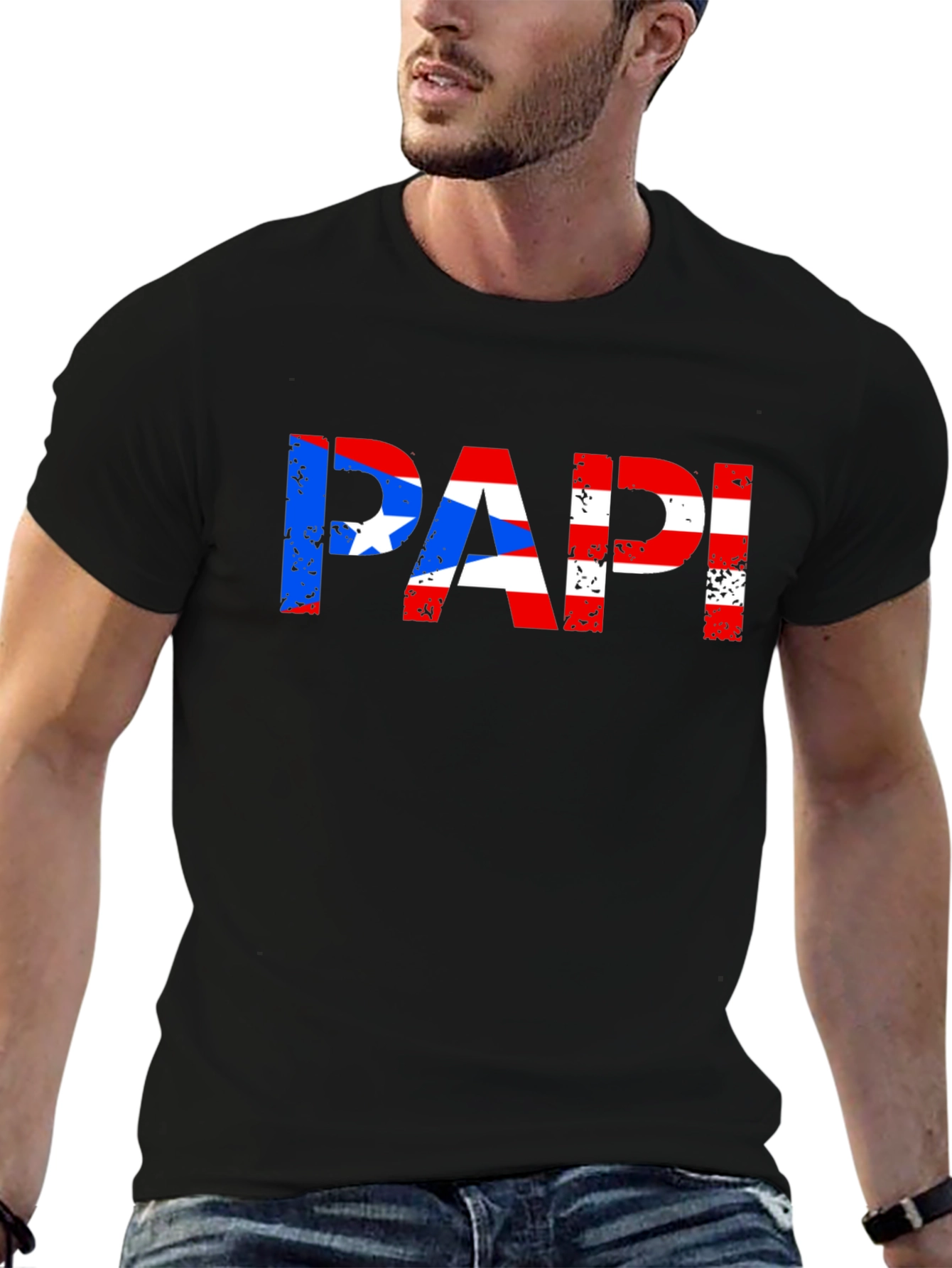 Puerto Rican Flag PAPI T-Shirt - Black