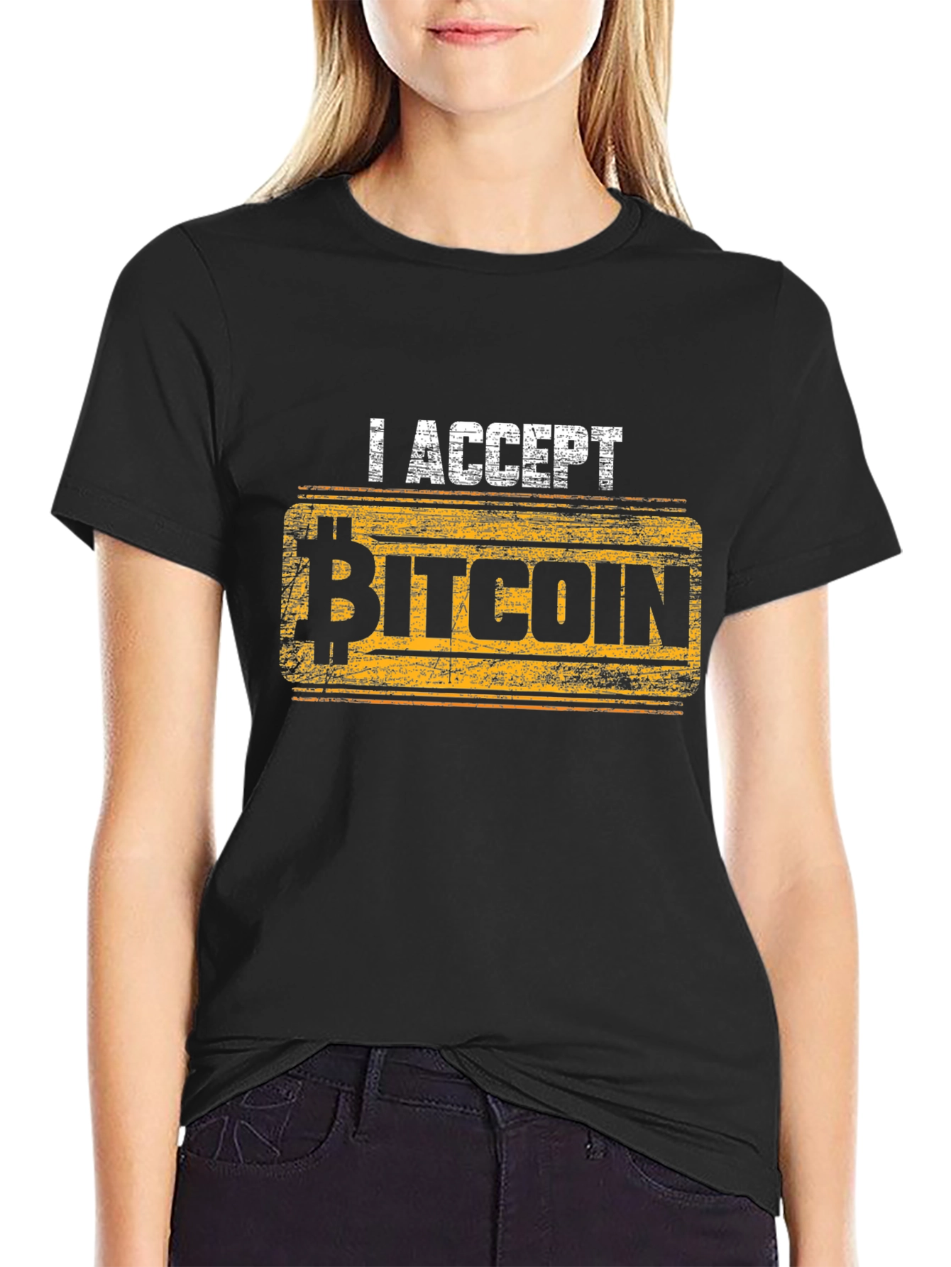 I Accept Bitcoin Black T-Shirt - Crypto Currency Fashion