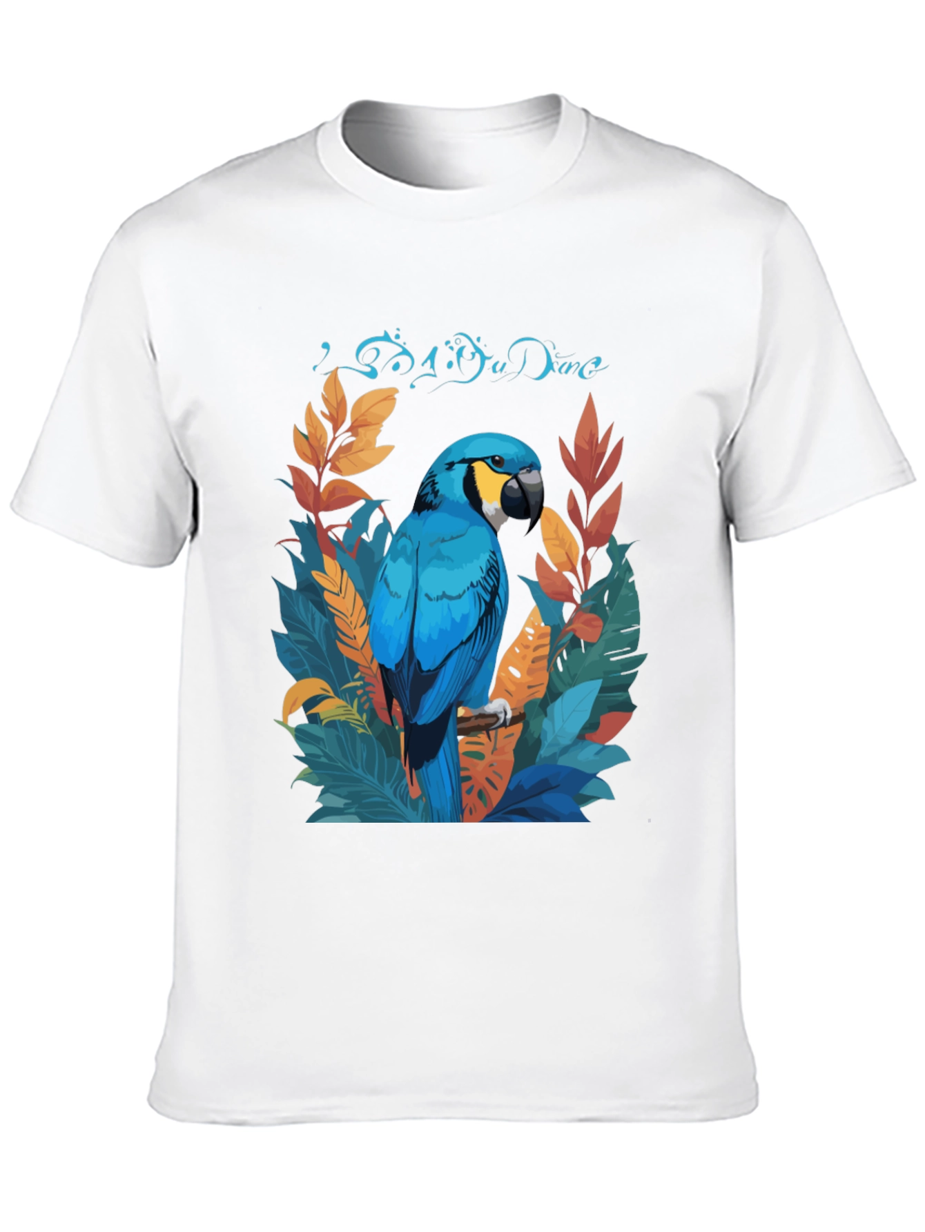 Tropical Parrot Graphic Tee - Black Casual T-Shirt