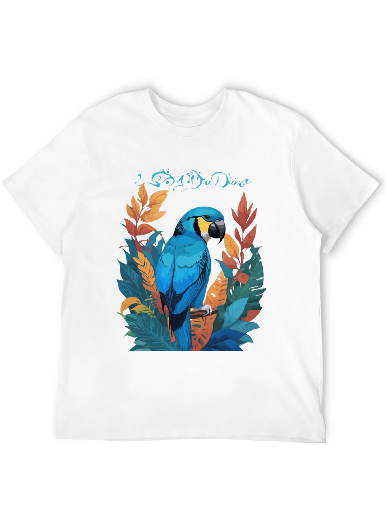 Tropical Parrot Graphic Tee - Black Casual T-Shirt