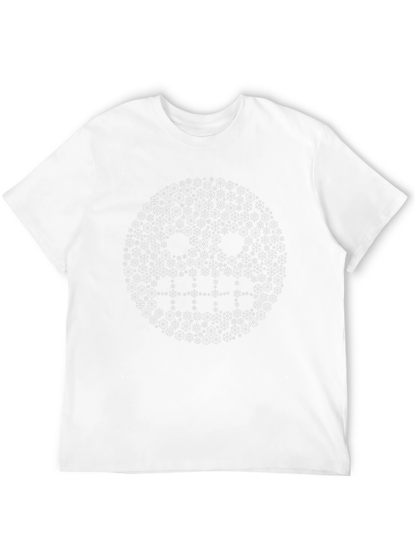 Smiley Face Snowflake Pattern Black T-Shirt