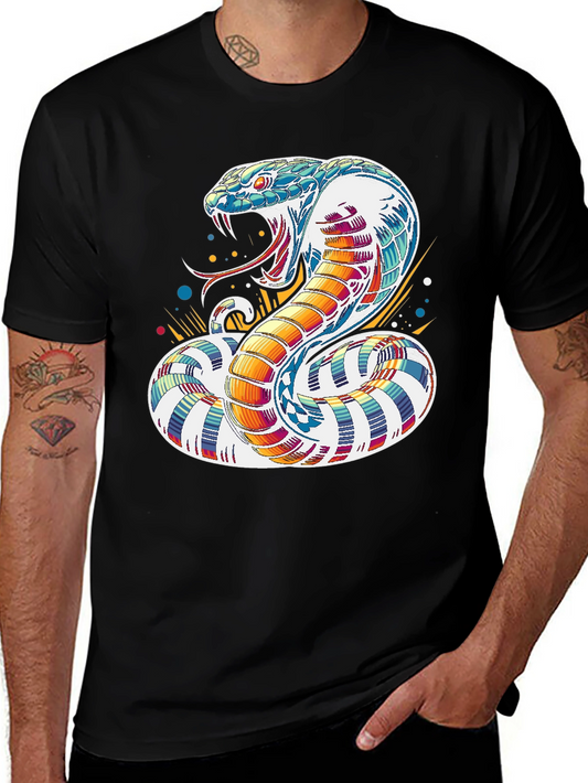 Colorful Cobra Graphic Tee - Mens Black T-Shirt