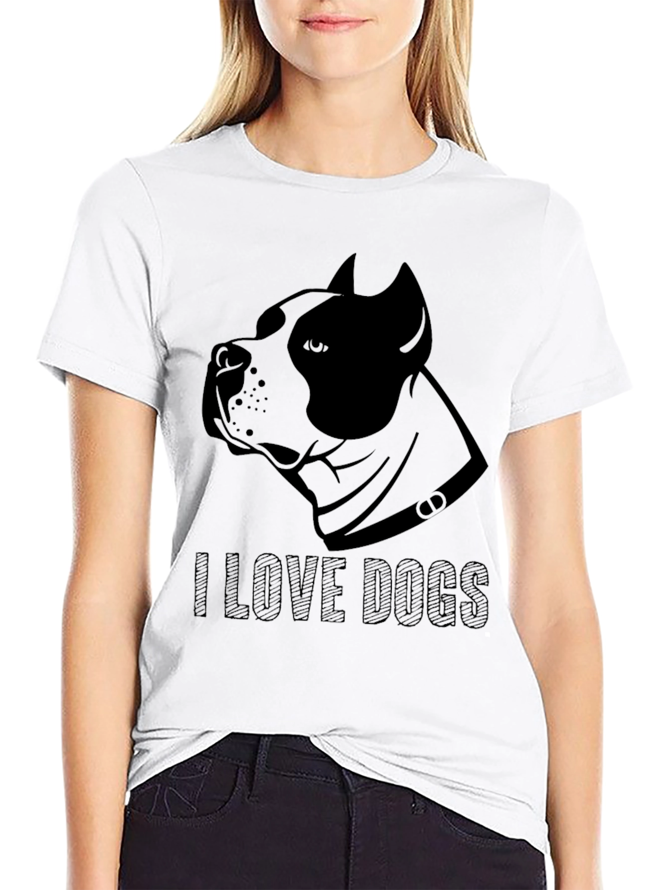 I Love Dogs Graphic Tee - Black
