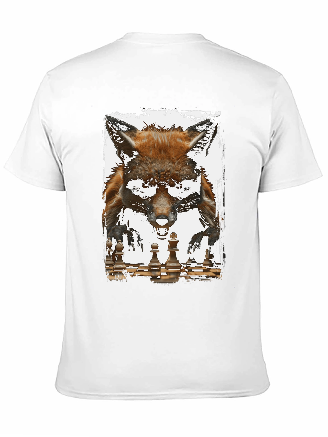 Fox and Chess Graphic Tee - Unique Animal Design