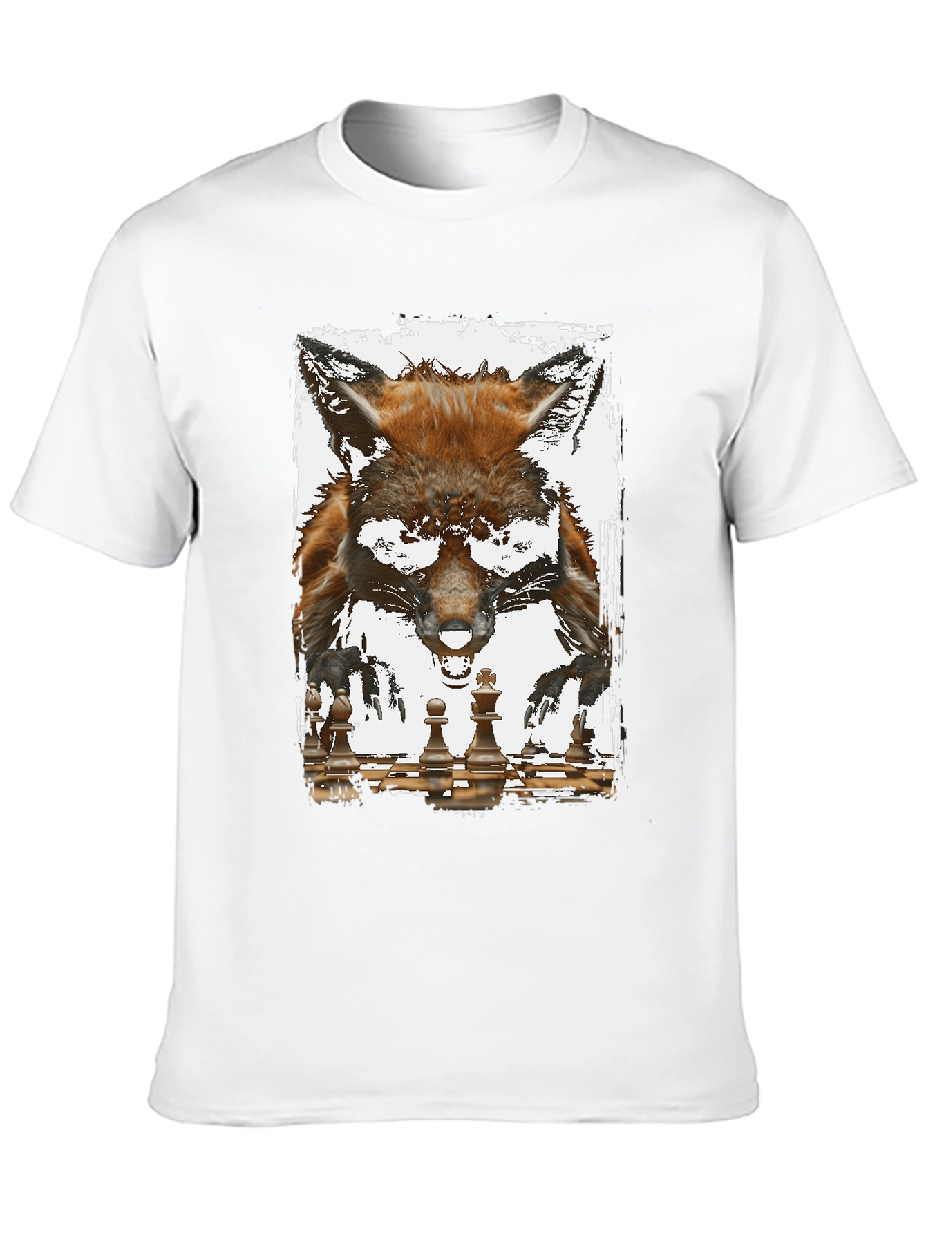 Fox and Chess Graphic Tee - Unique Animal Design