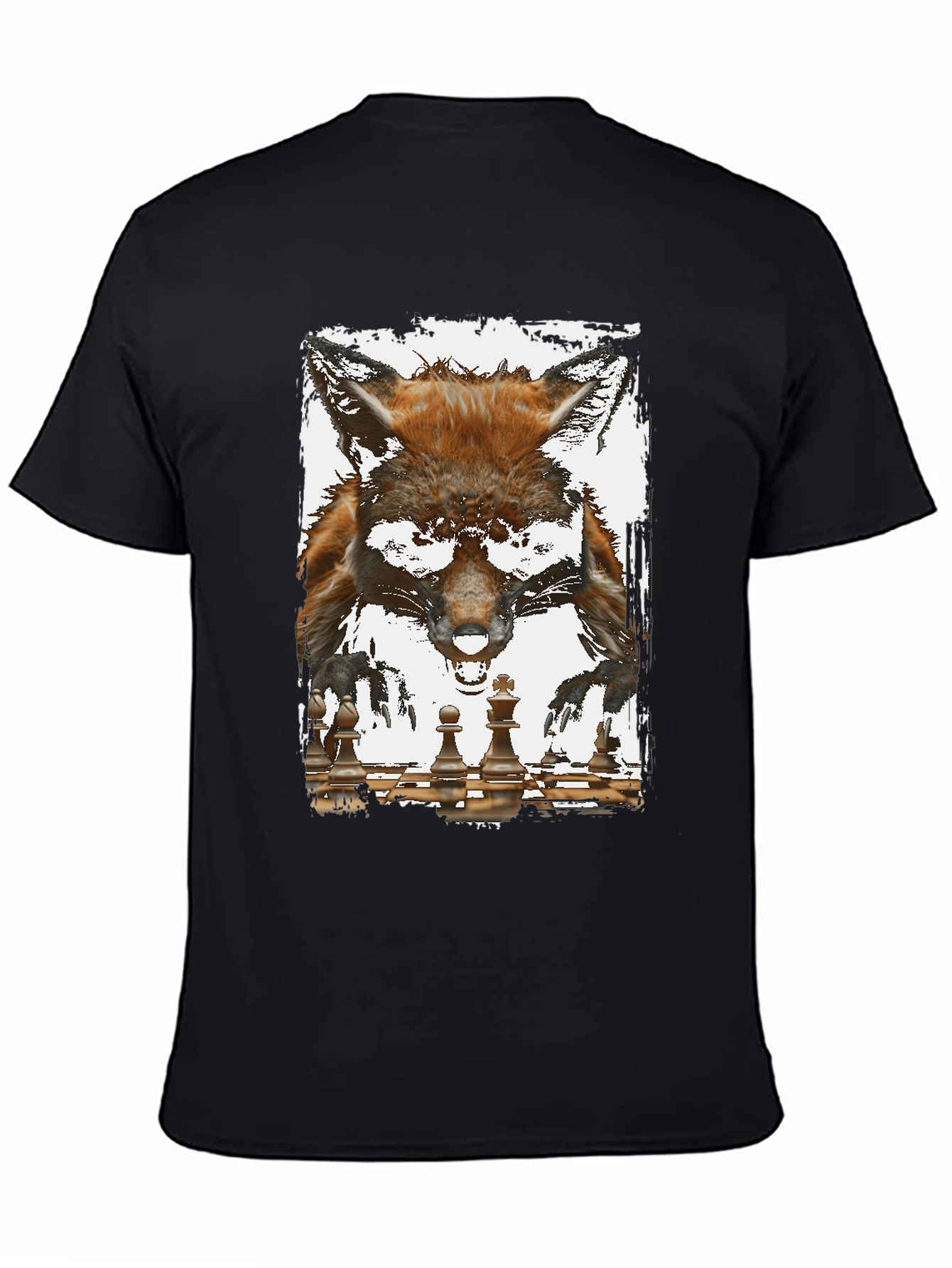 Fox and Chess Graphic Tee - Unique Animal Design