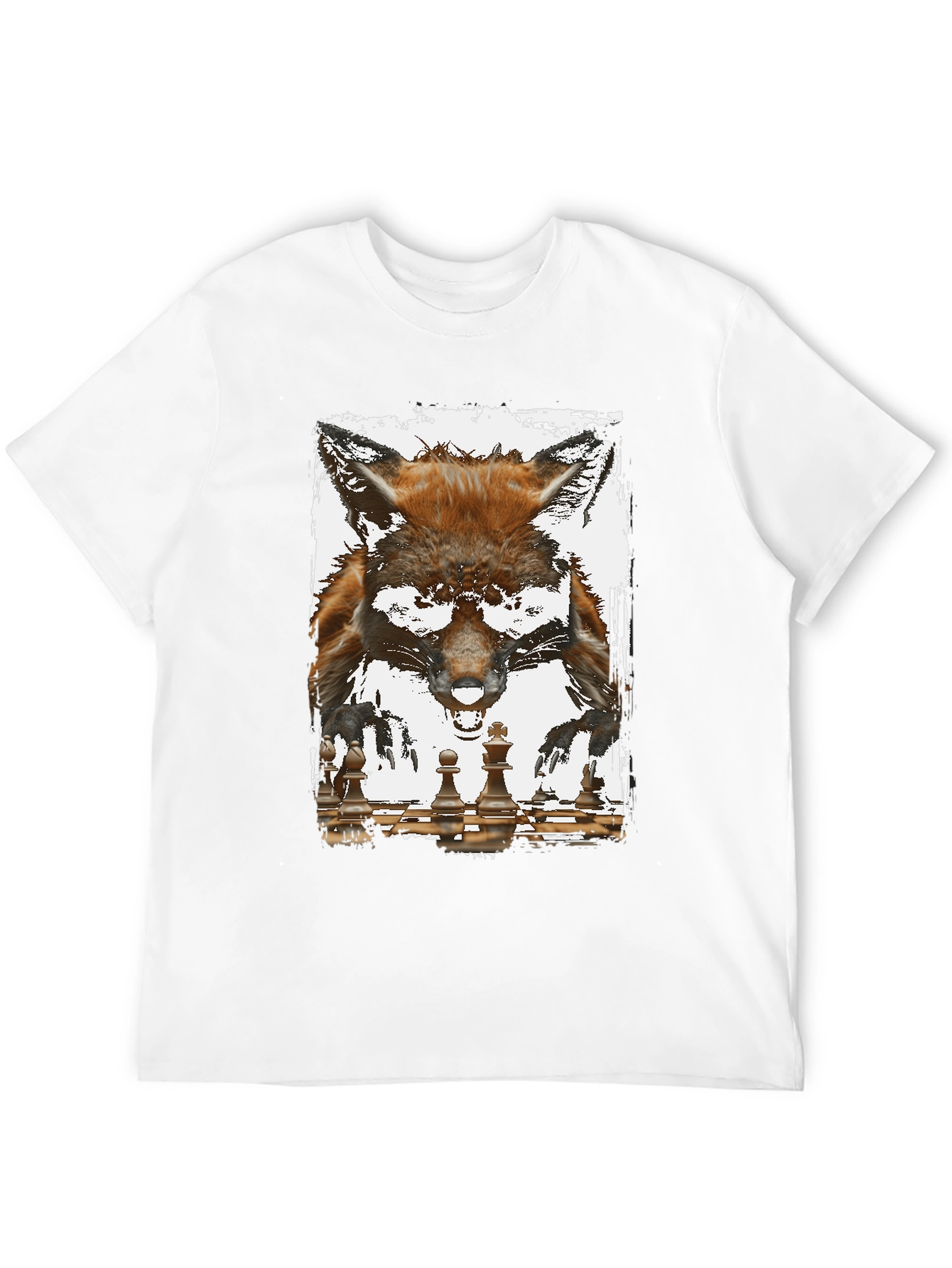Fox and Chess Graphic Tee - Unique Animal Design