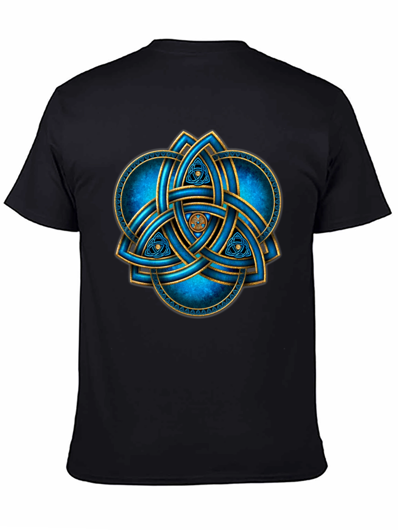 Celtic Knot T-Shirt: Blue & Gold Trinity Design