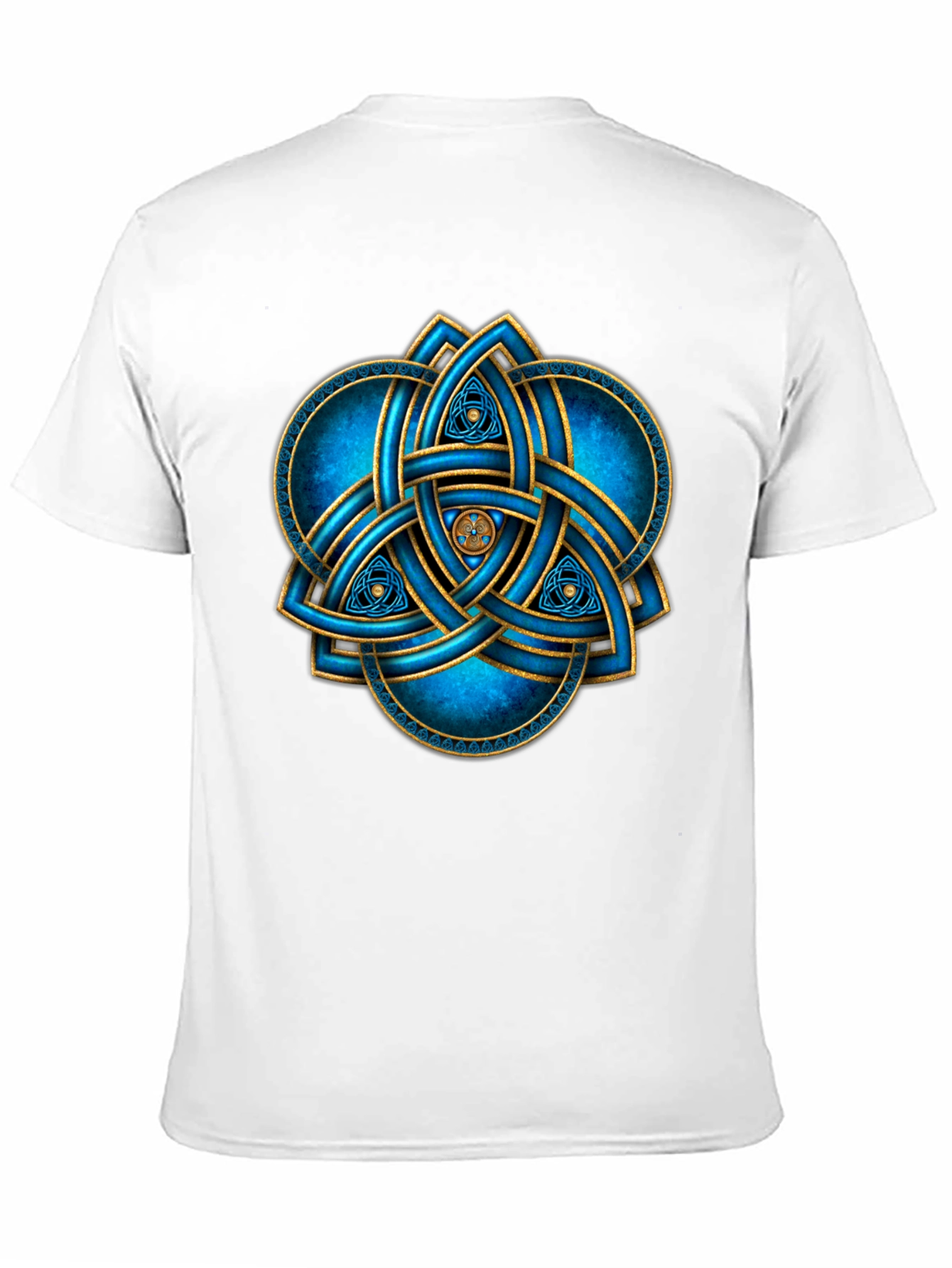 Celtic Knot T-Shirt: Blue & Gold Trinity Design