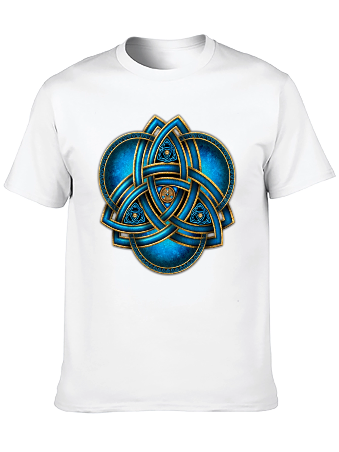 Celtic Knot T-Shirt: Blue & Gold Trinity Design