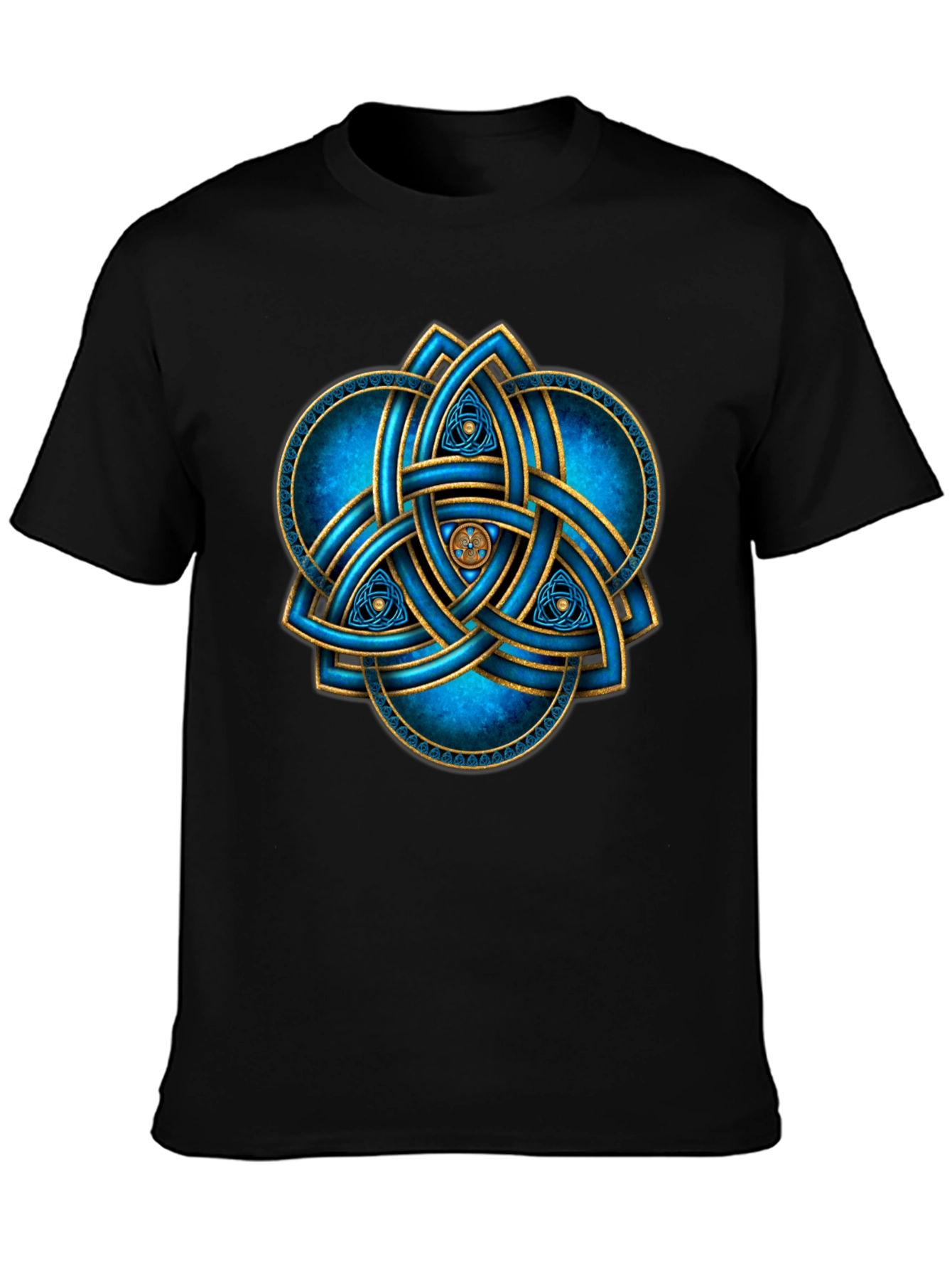 Celtic Knot T-Shirt: Blue & Gold Trinity Design