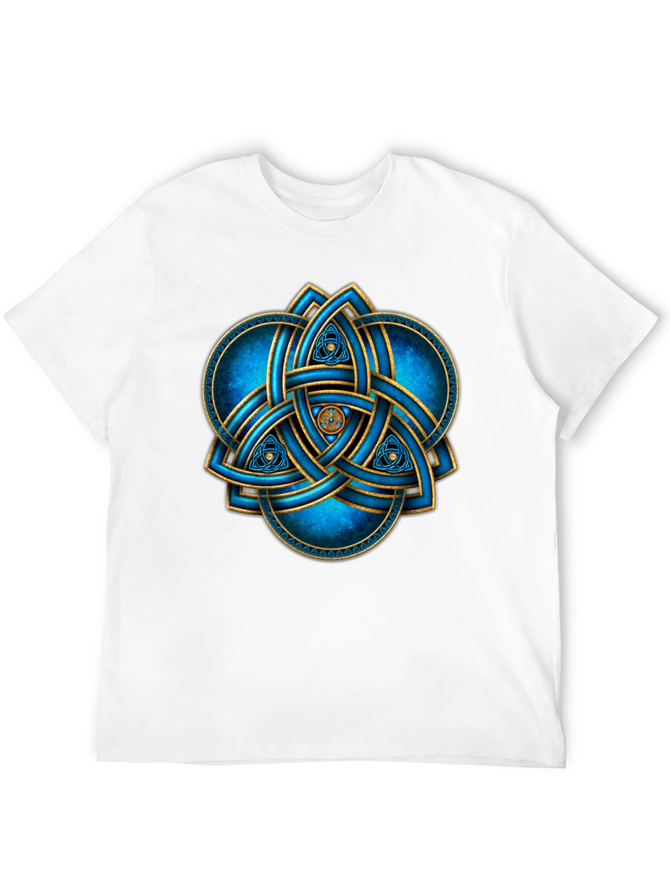 Celtic Knot T-Shirt: Blue & Gold Trinity Design