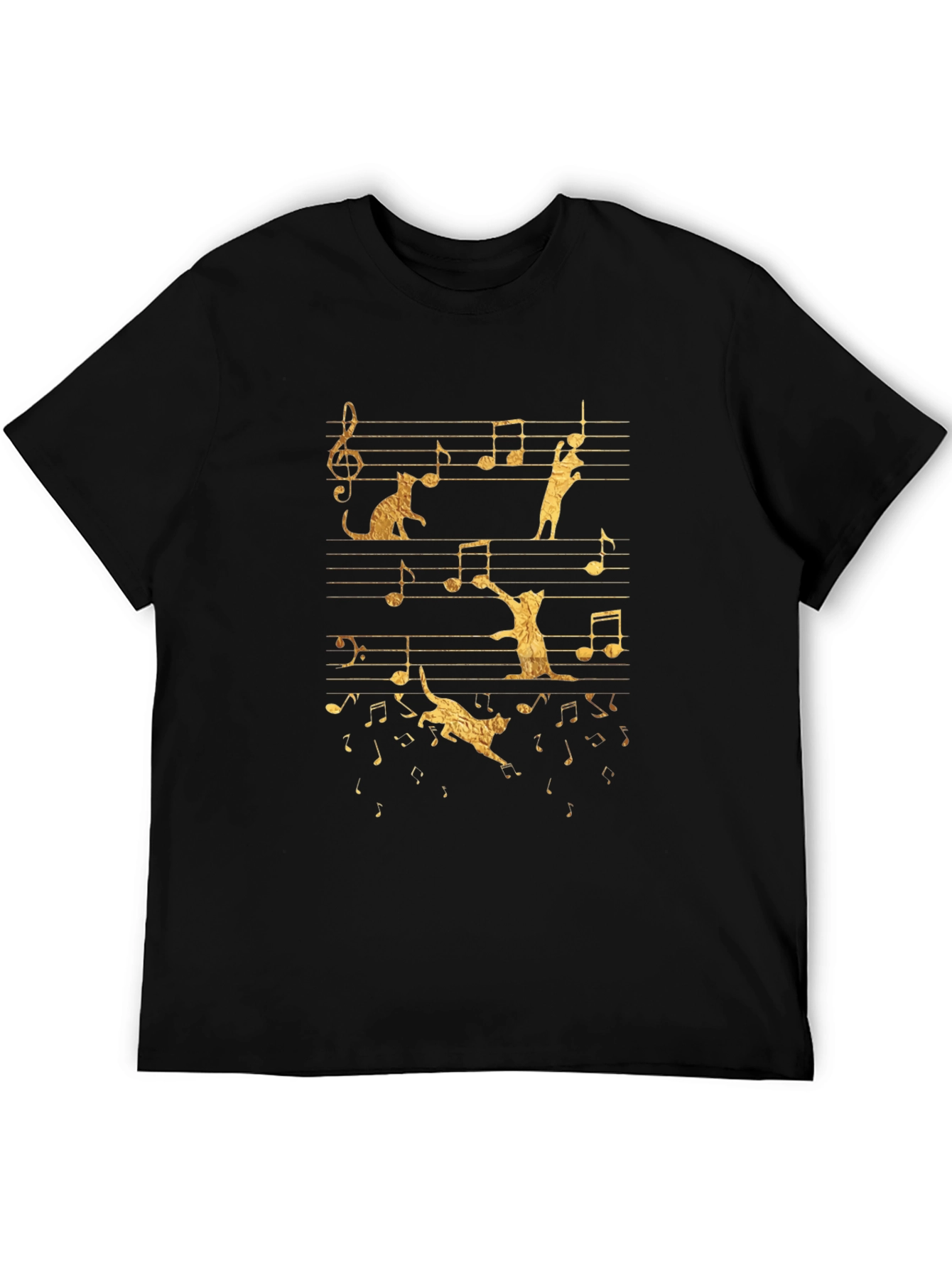 Cat Music Notes T-Shirt - Unique Design!
