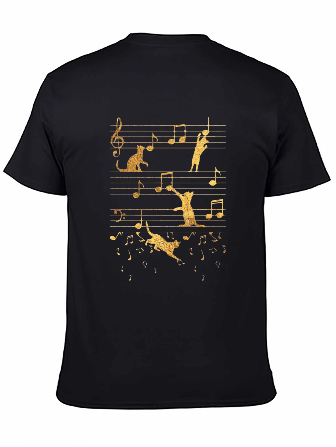 Cat Music Notes T-Shirt - Unique Design!