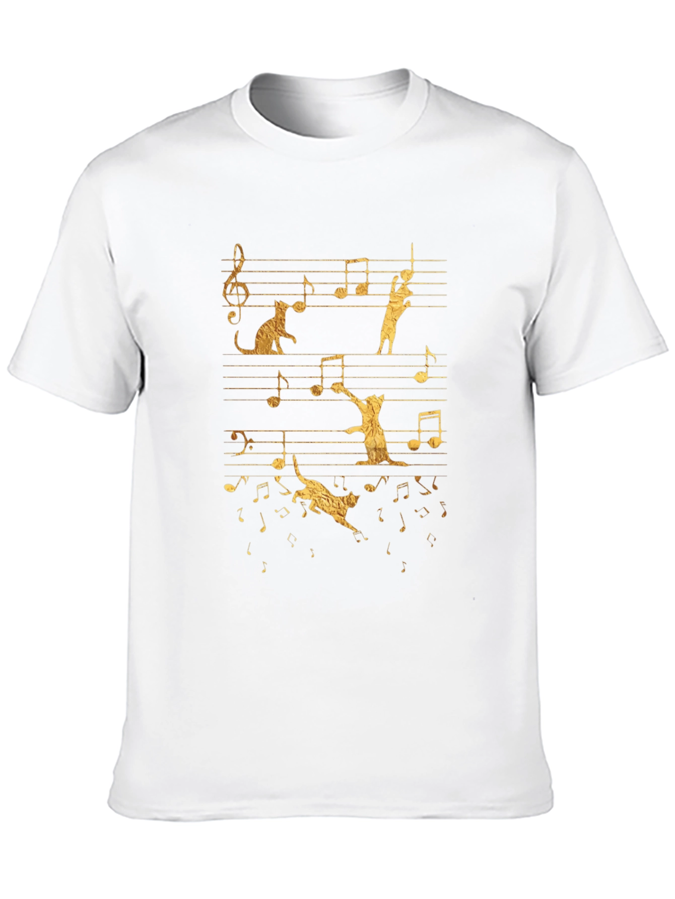 Cat Music Notes T-Shirt - Unique Design!