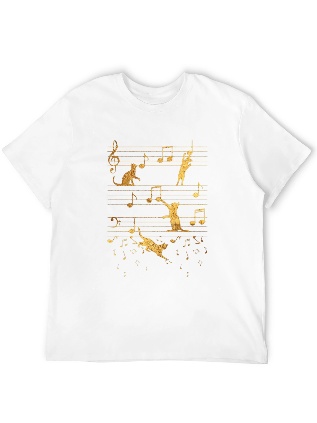 Cat Music Notes T-Shirt - Unique Design!