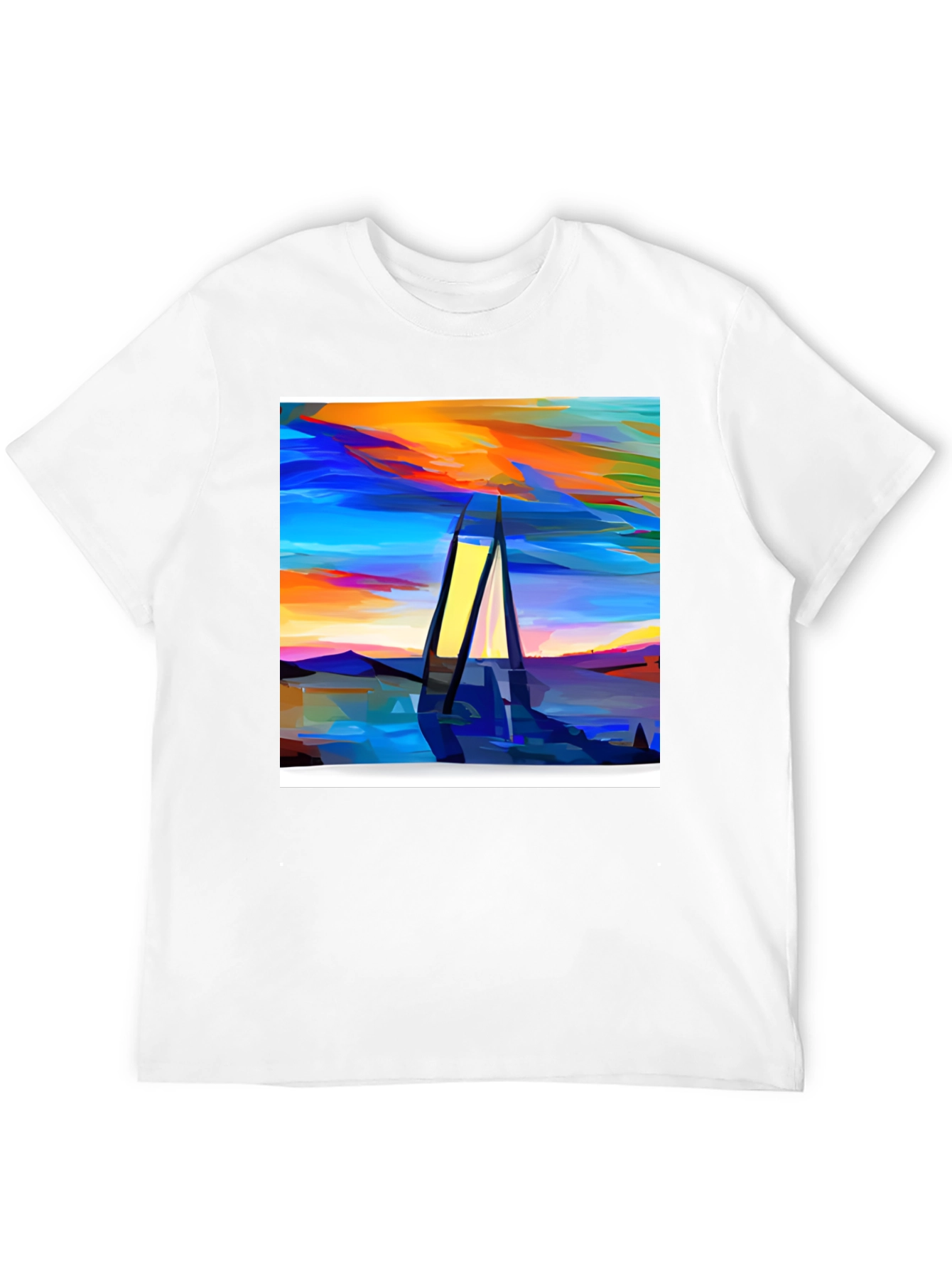 Abstract Sailboat Graphic Tee - Modern Art Shirt