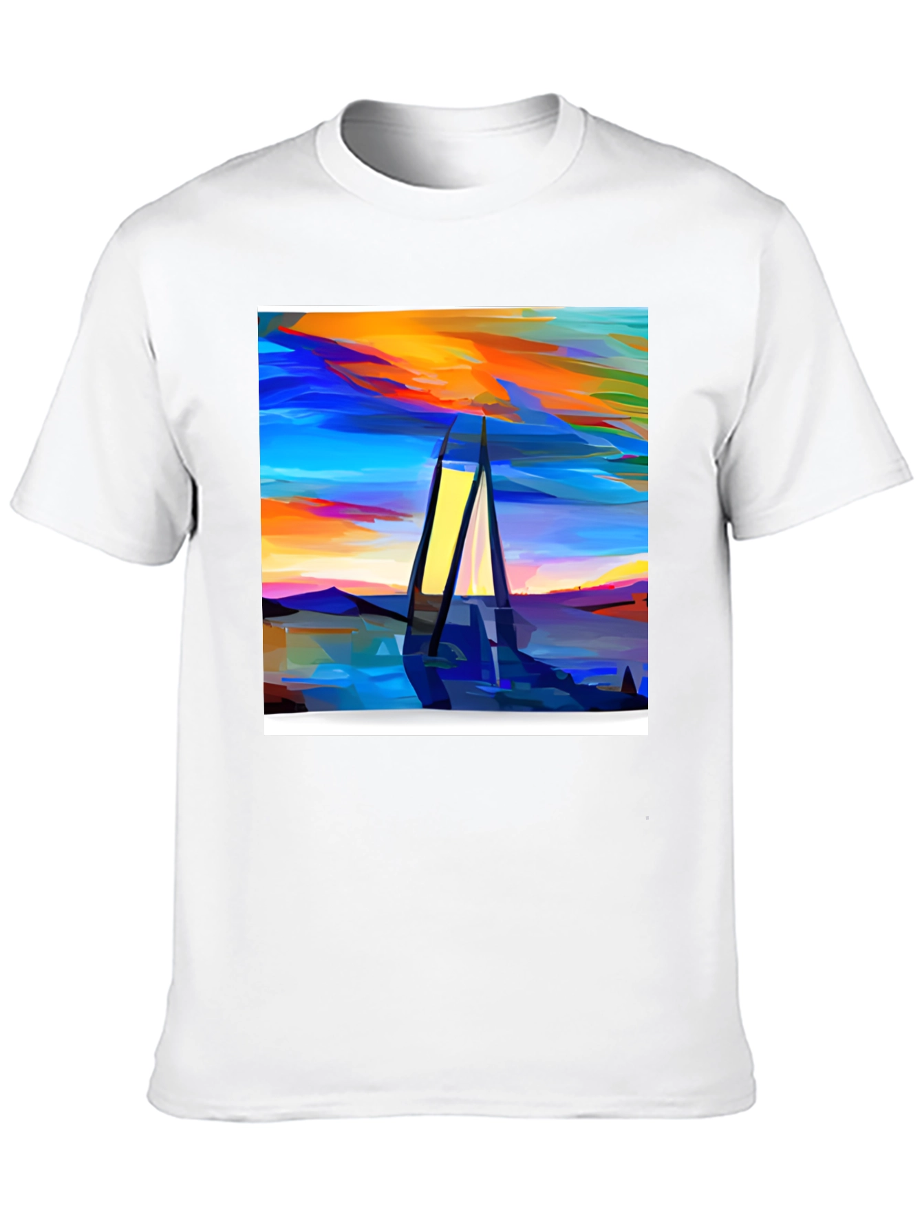 Abstract Sailboat Graphic Tee - Modern Art Shirt