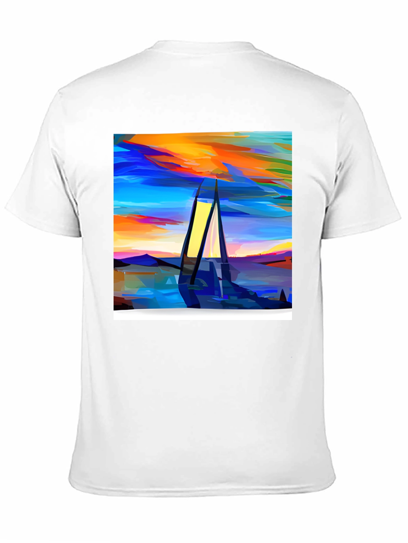 Abstract Sailboat Graphic Tee - Modern Art Shirt
