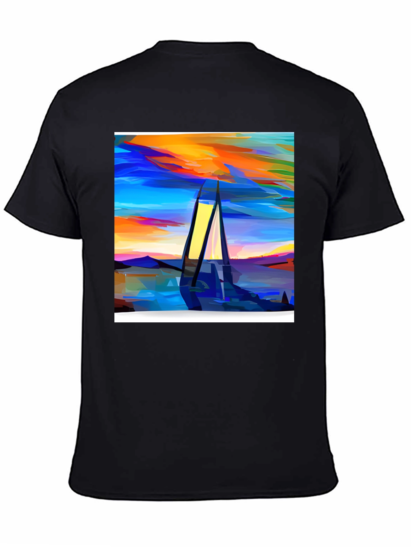 Abstract Sailboat Graphic Tee - Modern Art Shirt