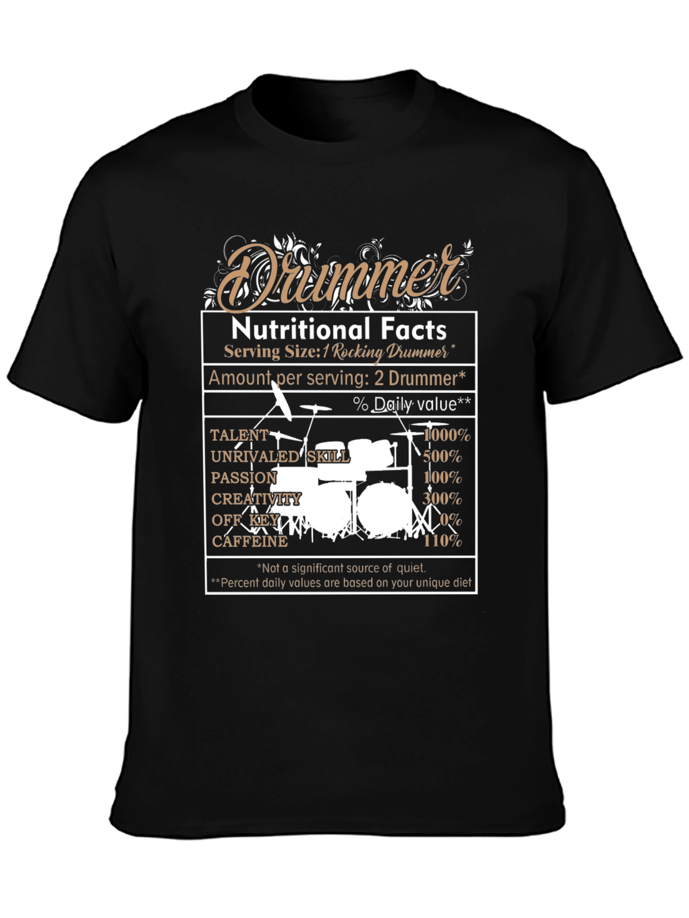 Drummer Nutritional Facts Graphic Tee