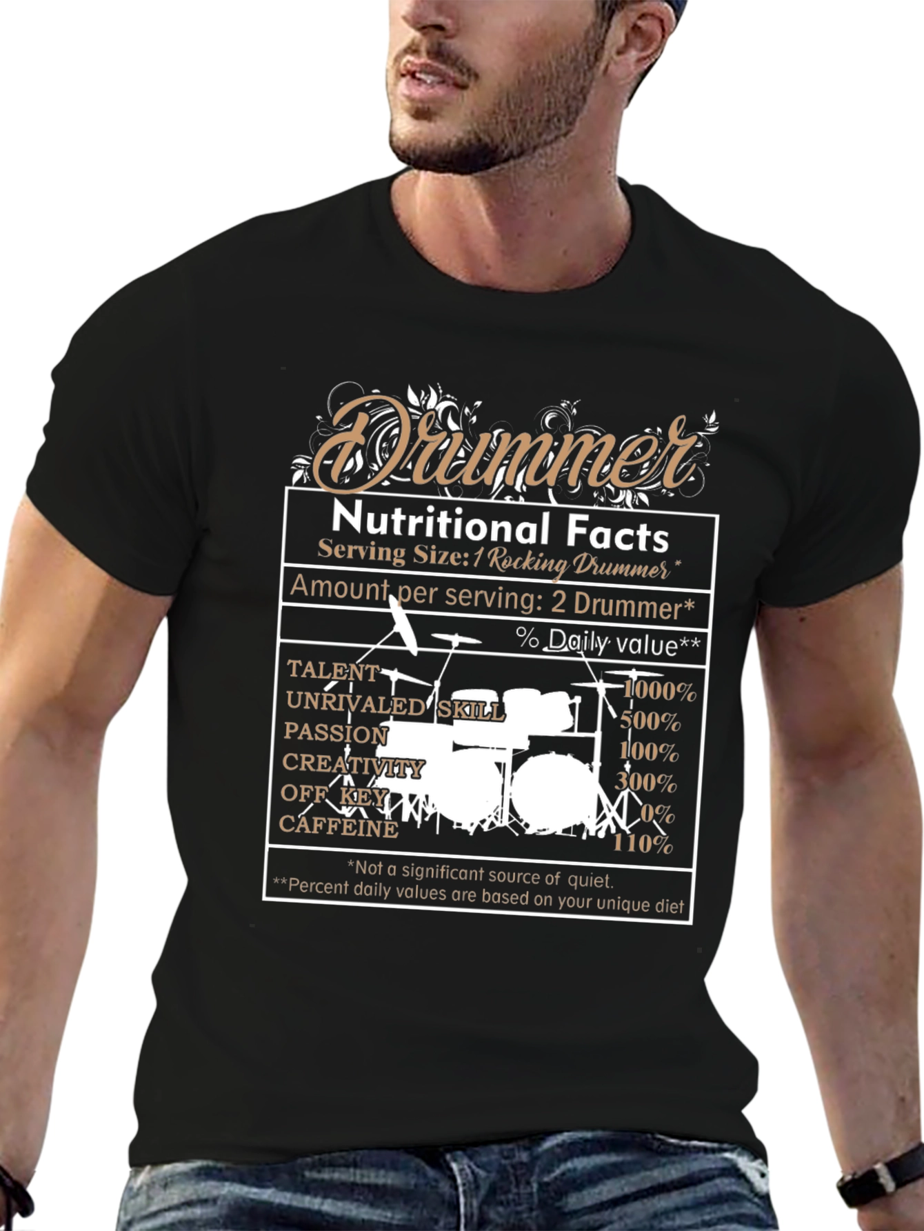 Drummer Nutritional Facts Graphic Tee