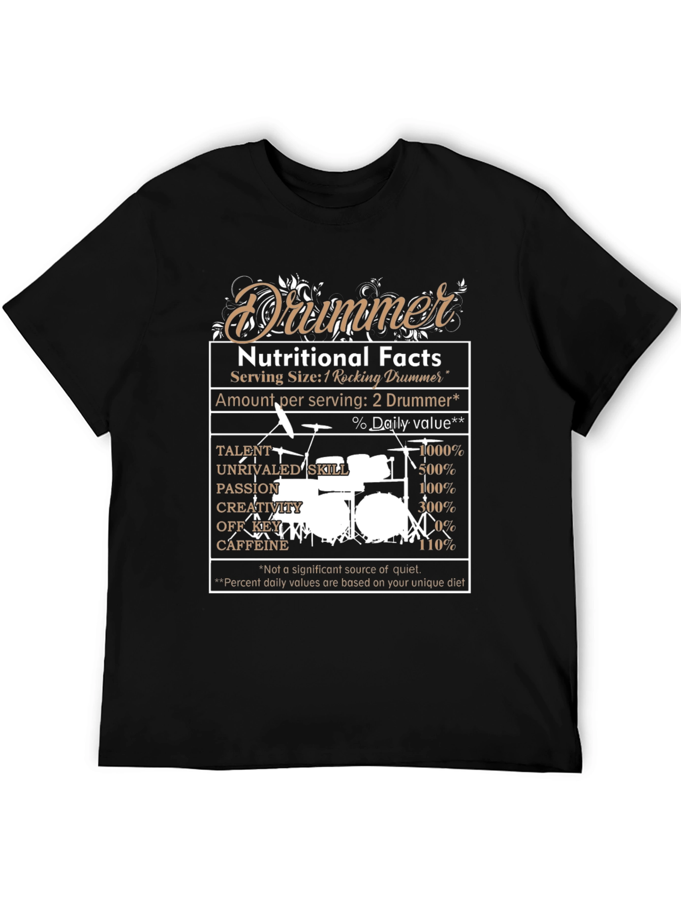 Drummer Nutritional Facts Graphic Tee