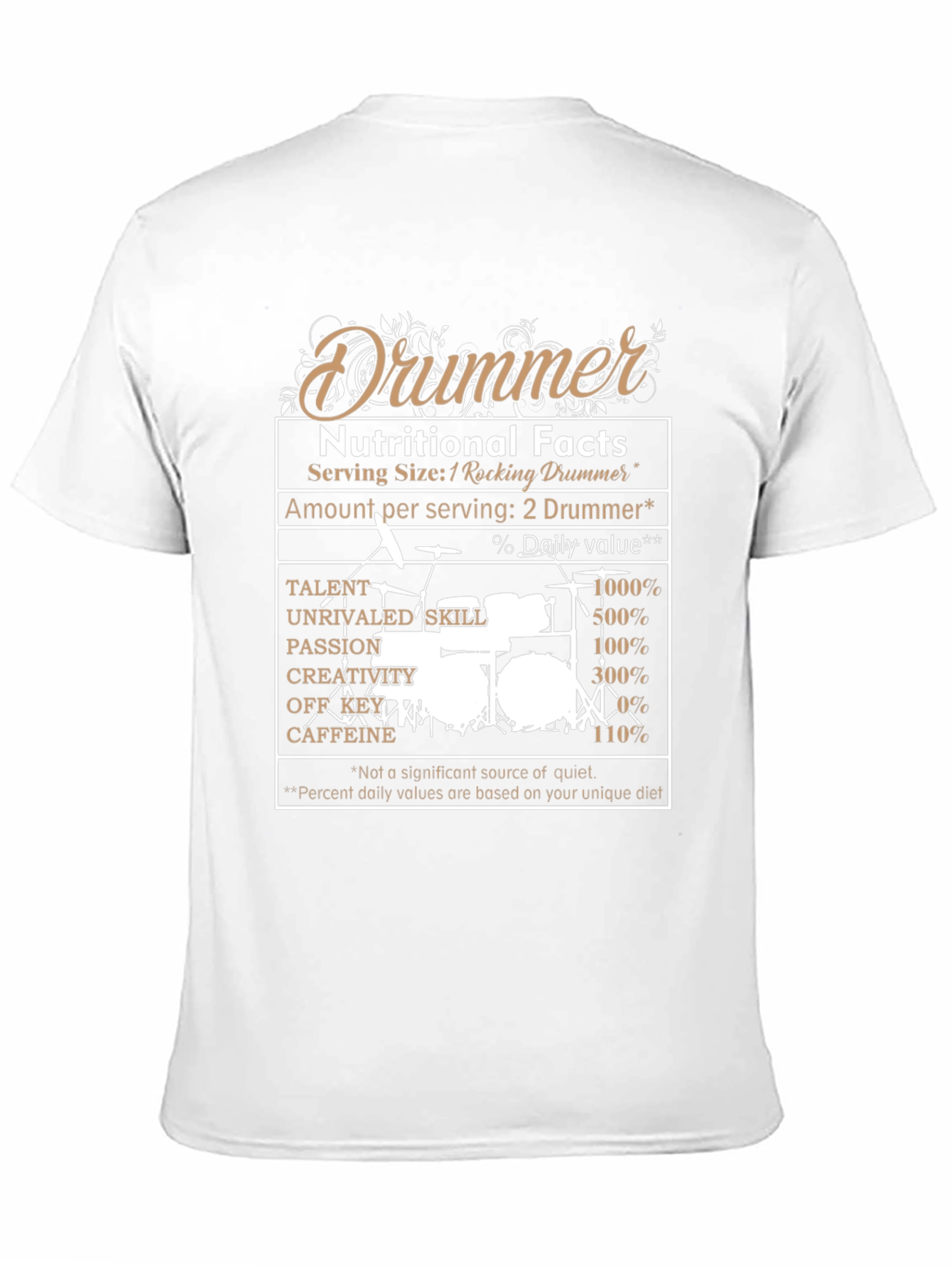 Drummer Nutritional Facts Graphic Tee