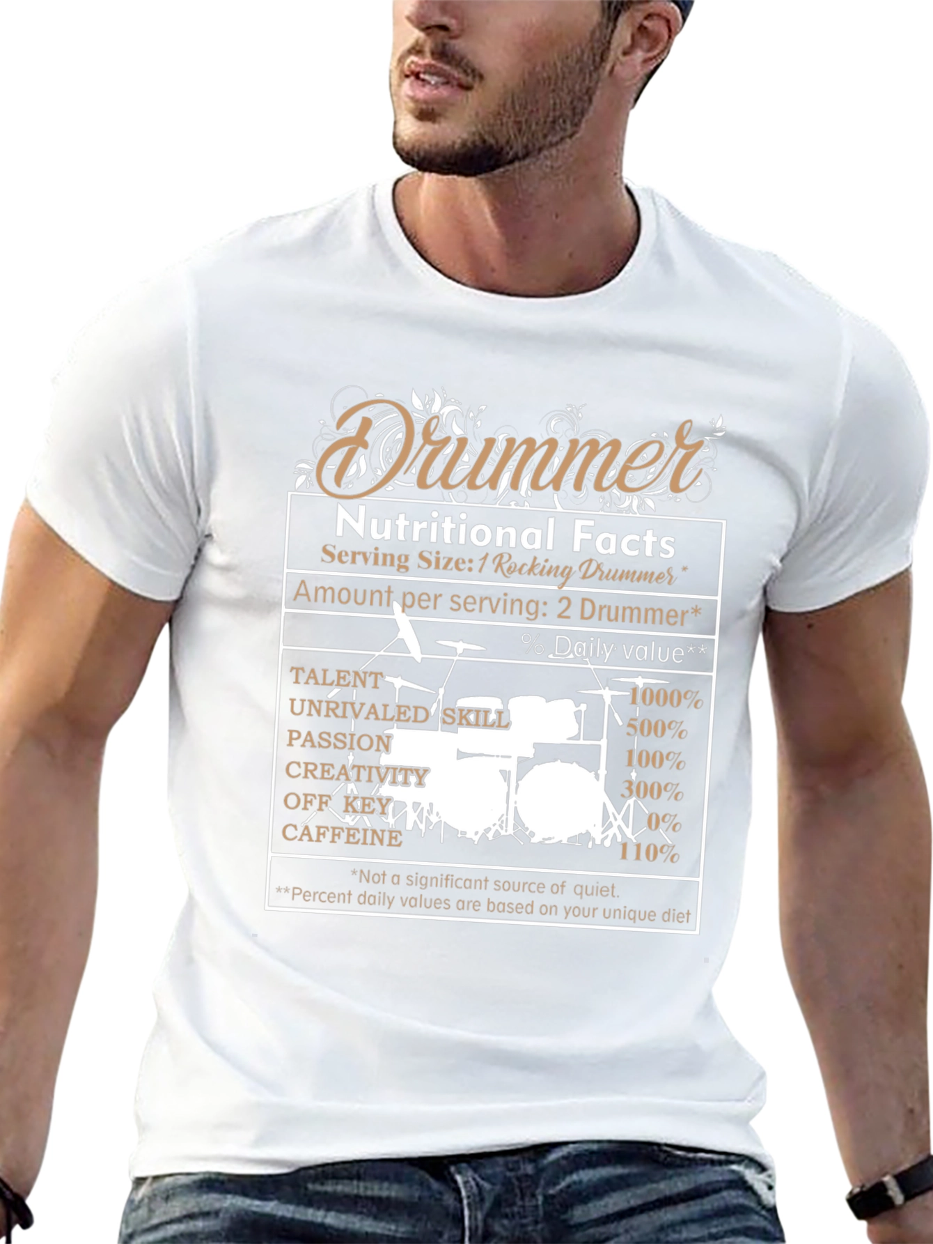 Drummer Nutritional Facts Graphic Tee
