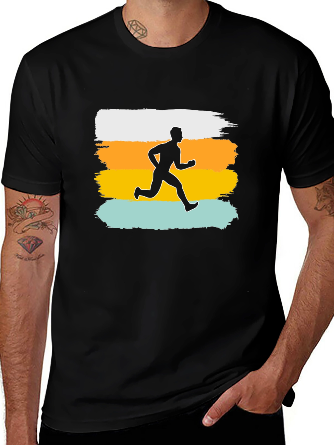Retro Runner Graphic T-Shirt - Black