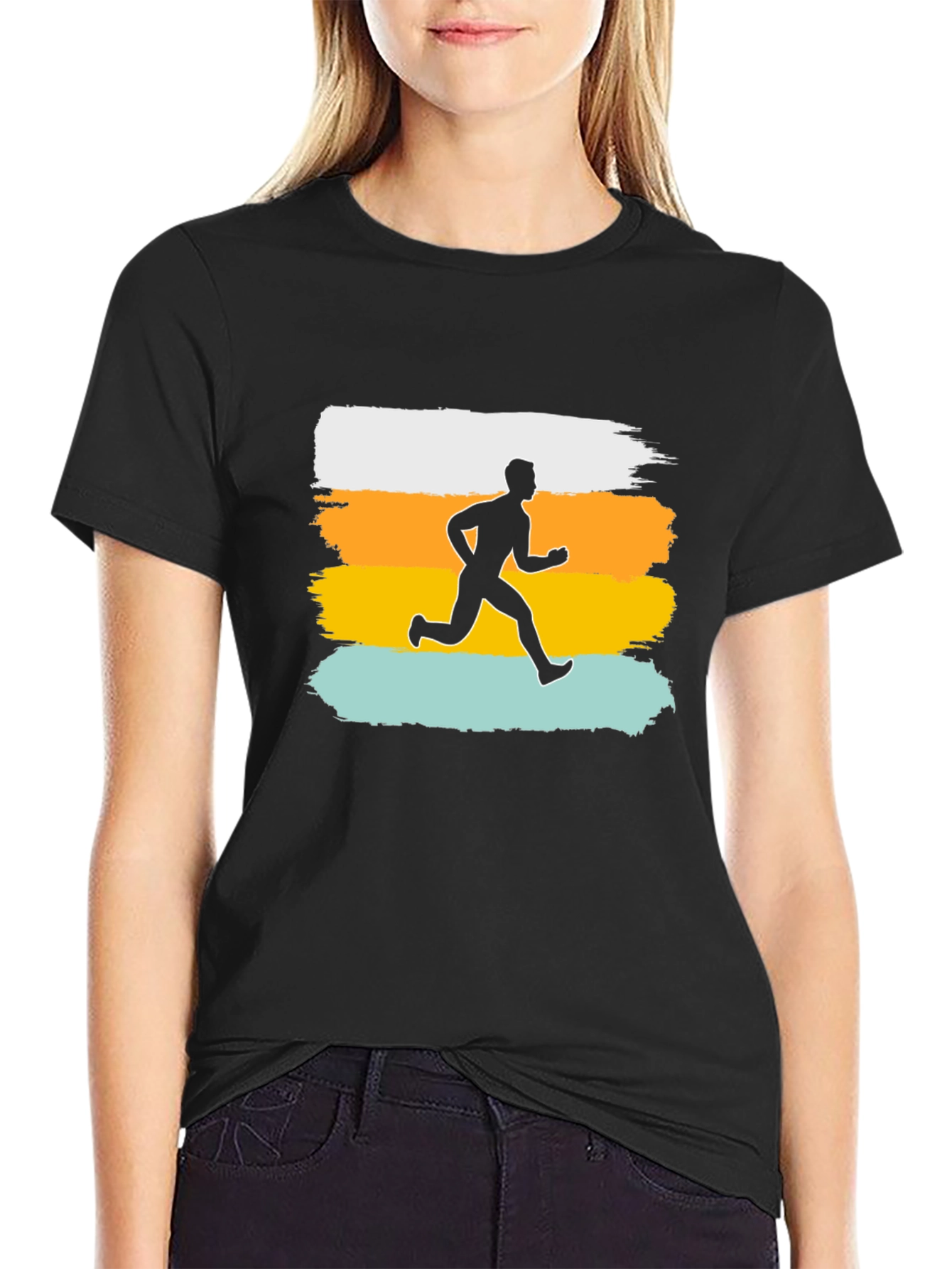 Retro Runner Graphic T-Shirt - Black