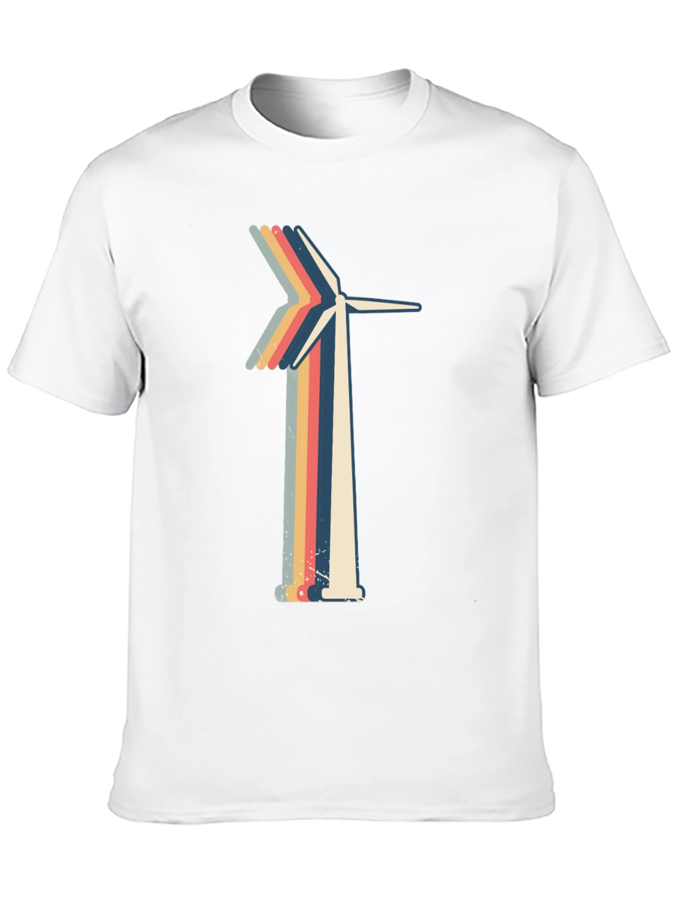 Retro Wind Turbine Graphic Tee - Black