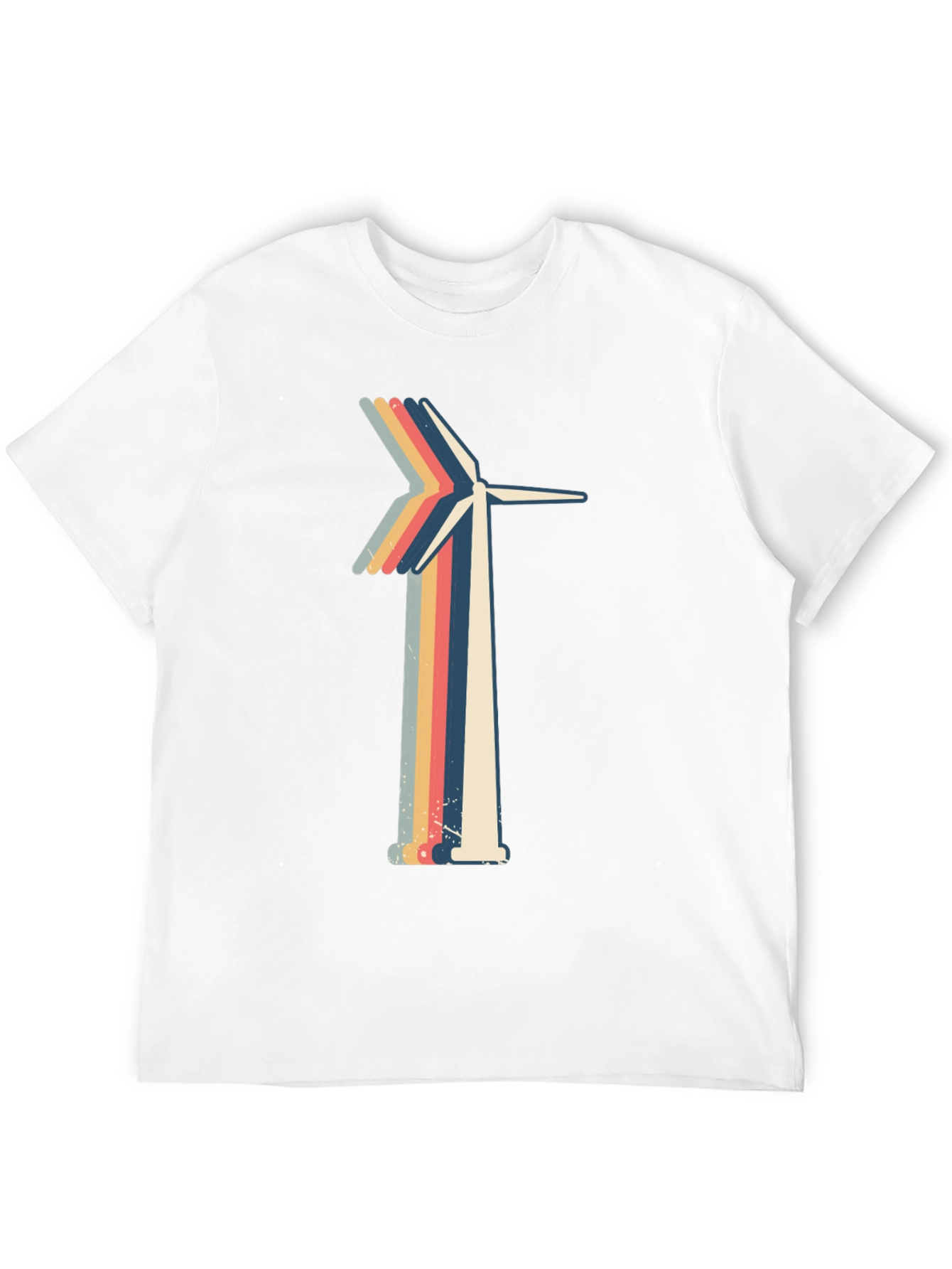 Retro Wind Turbine Graphic Tee - Black