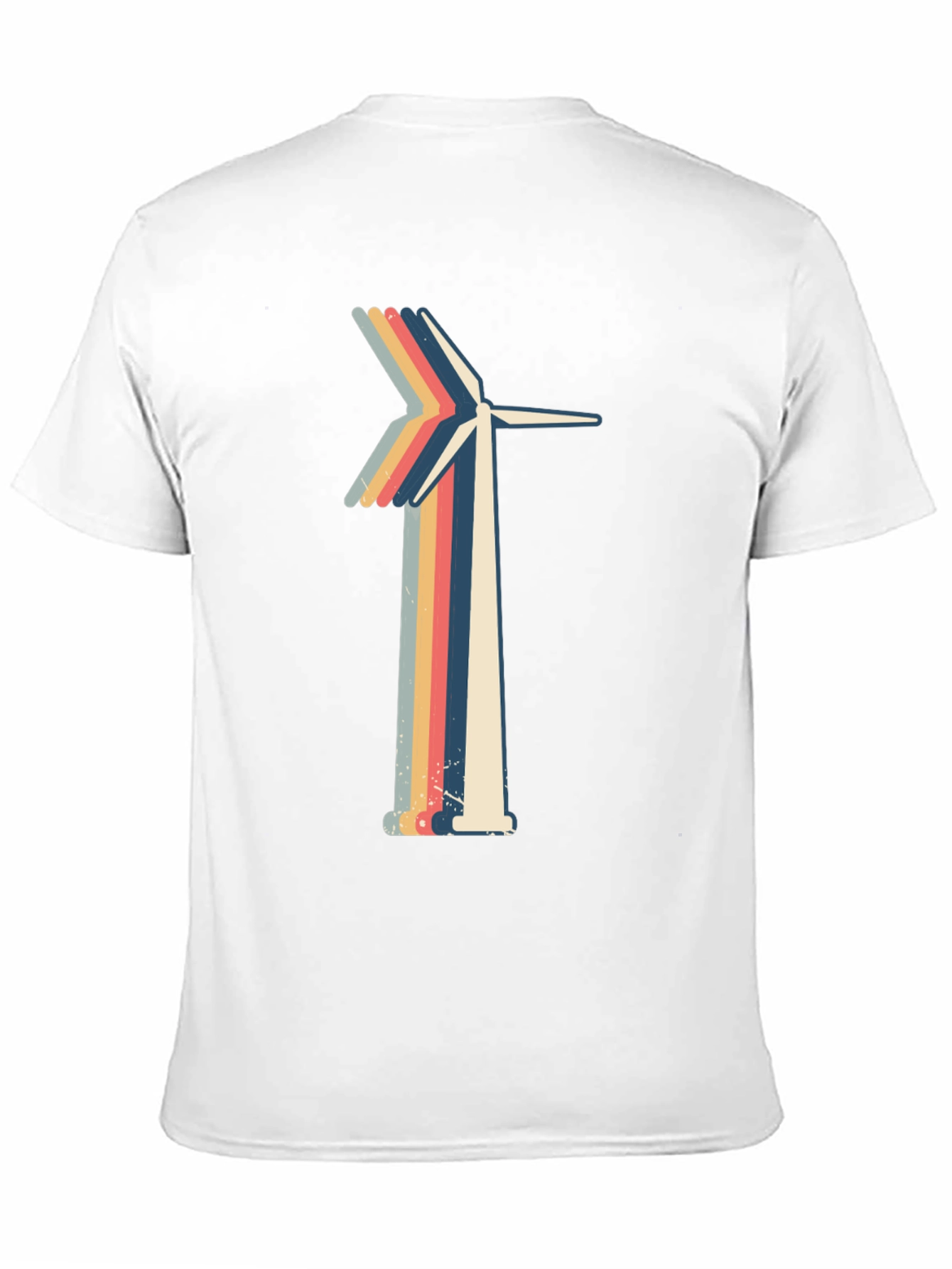 Retro Wind Turbine Graphic Tee - Black