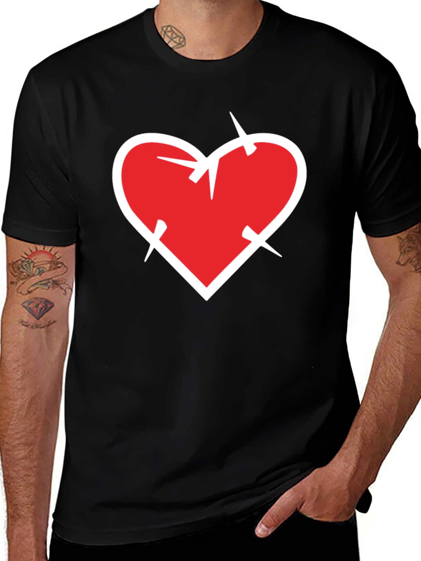 Heart with Thorns Black T-Shirt