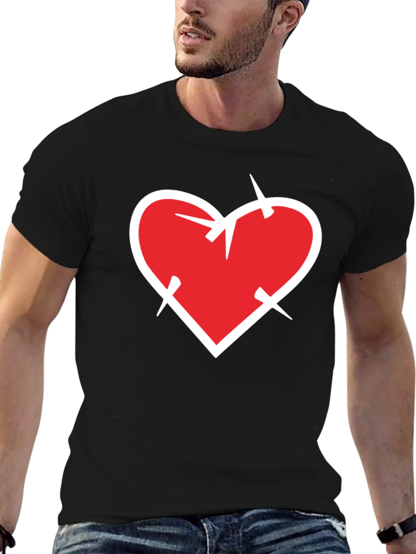 Heart with Thorns Black T-Shirt