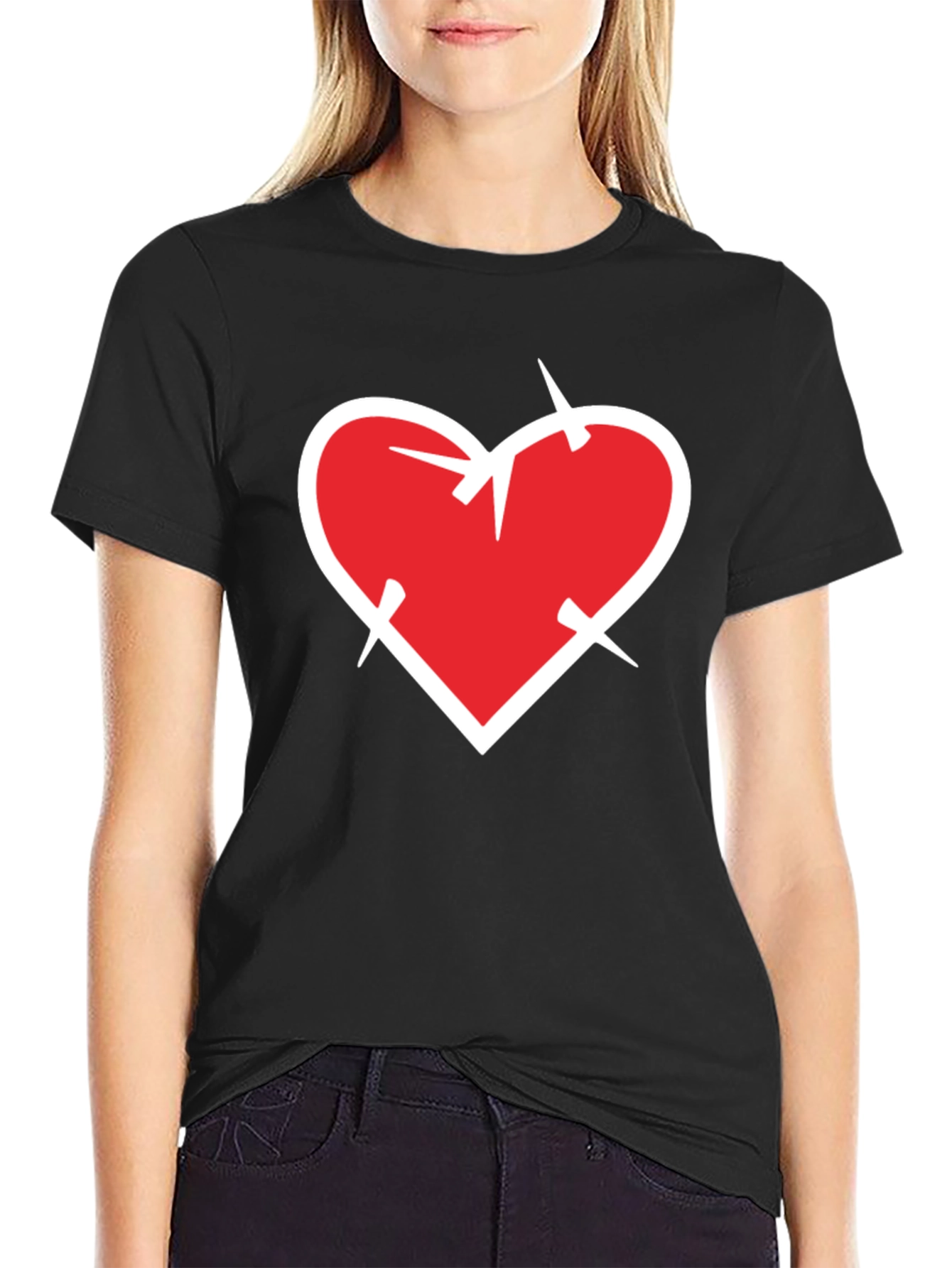 Heart with Thorns Black T-Shirt