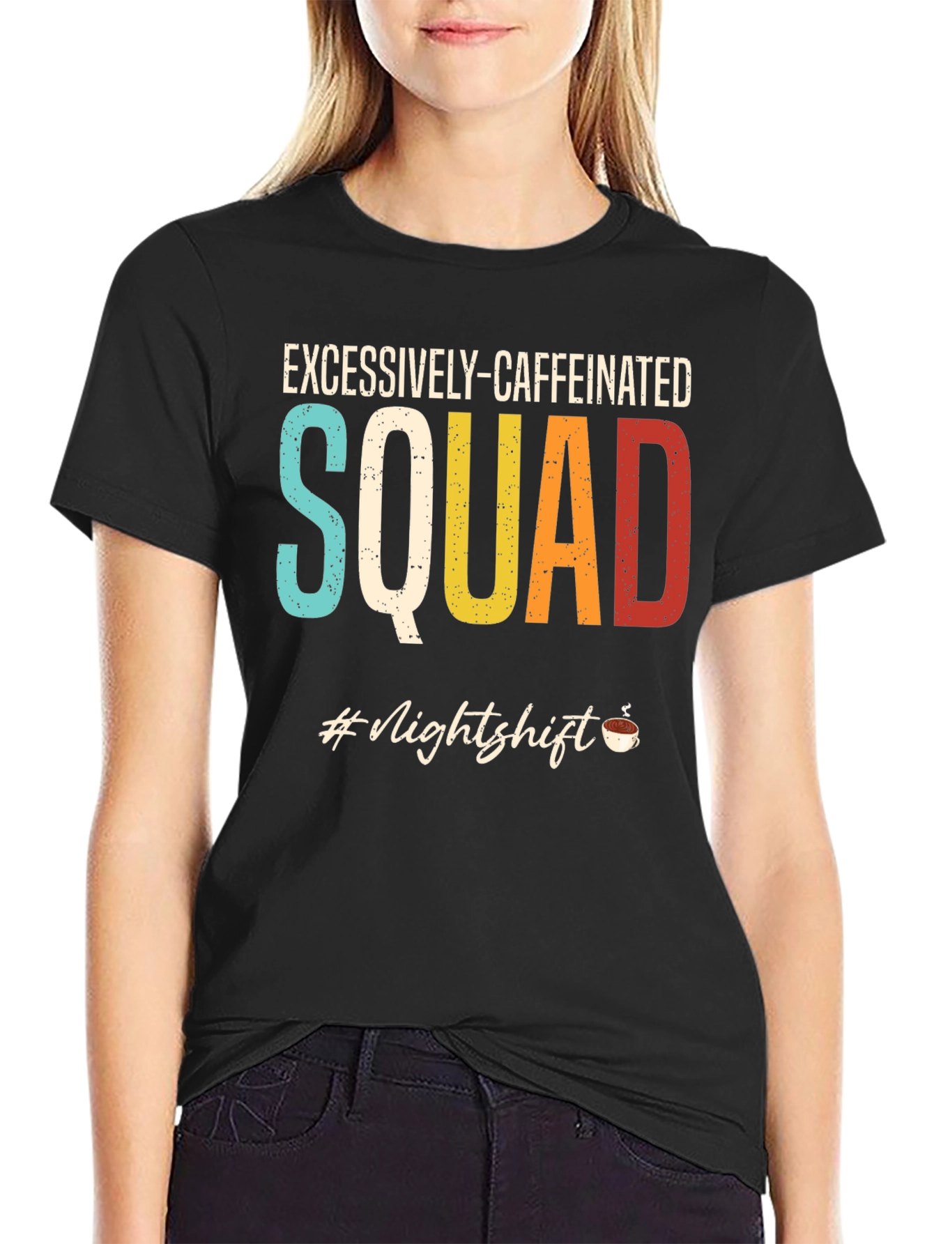Excessively-Caffeinated Squad Black Graphic Tee