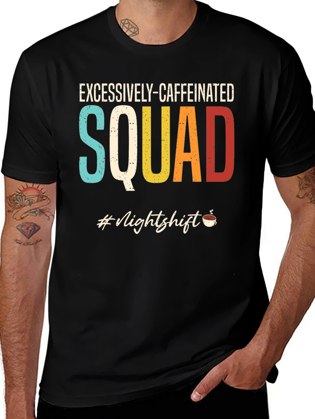 Excessively-Caffeinated Squad Black Graphic Tee