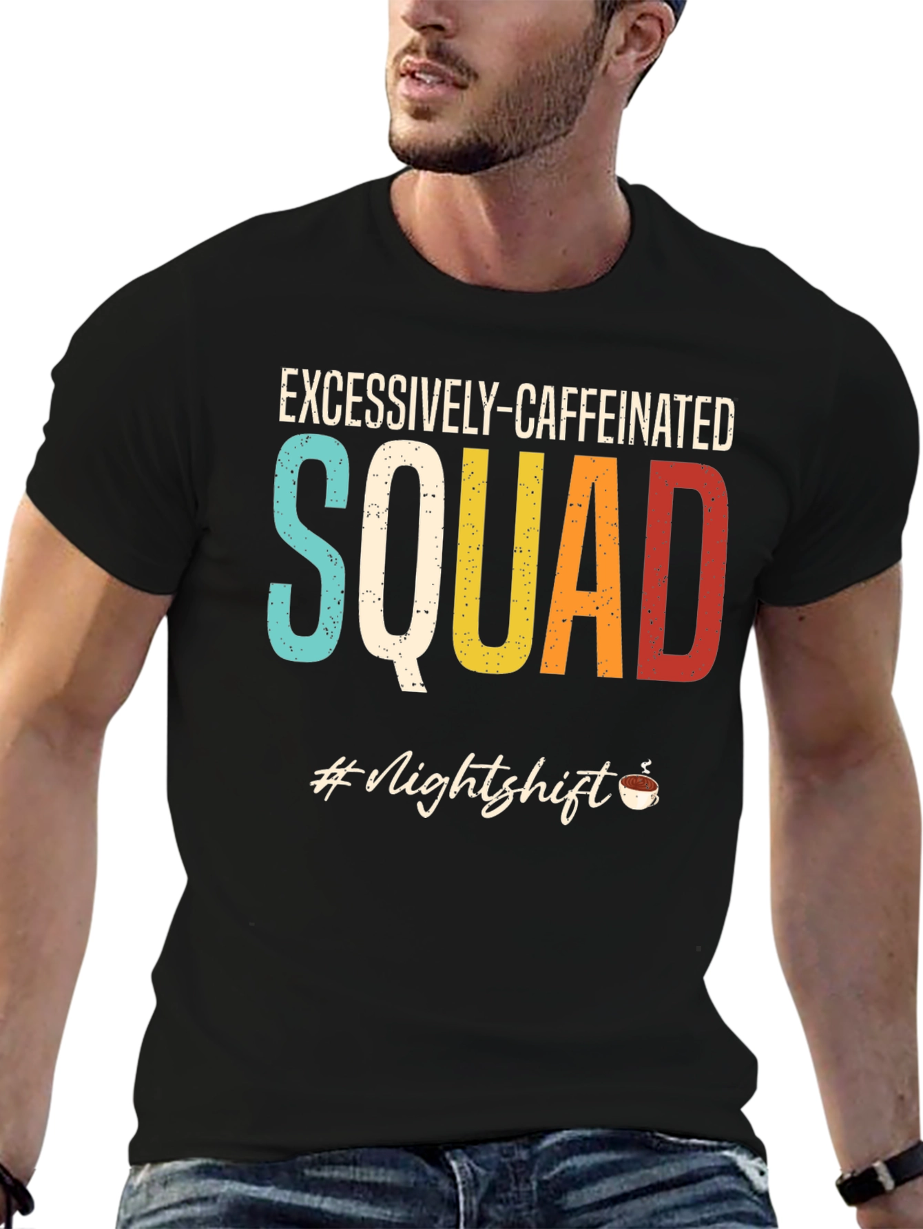 Excessively-Caffeinated Squad Black Graphic Tee