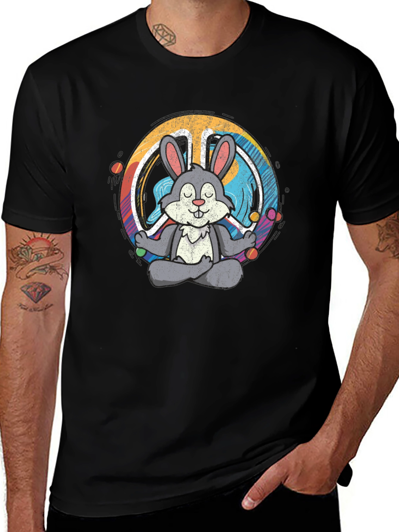 Peace Bunny T-Shirt - Meditating Hare Design