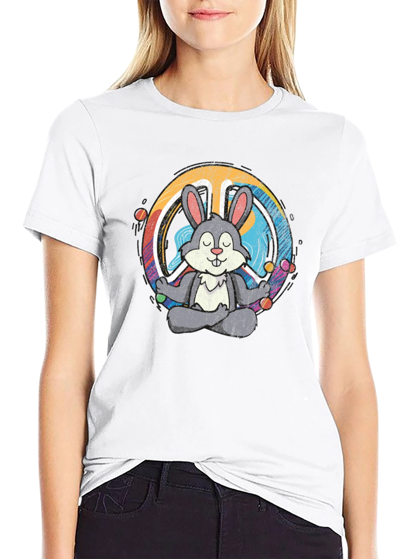 Peace Bunny T-Shirt - Meditating Hare Design
