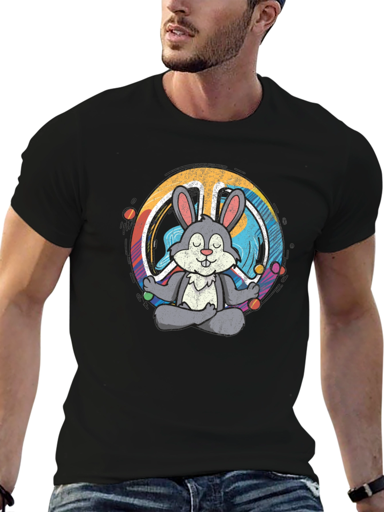 Peace Bunny T-Shirt - Meditating Hare Design