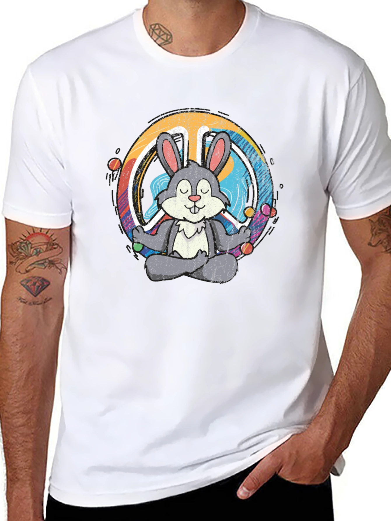 Peace Bunny T-Shirt - Meditating Hare Design