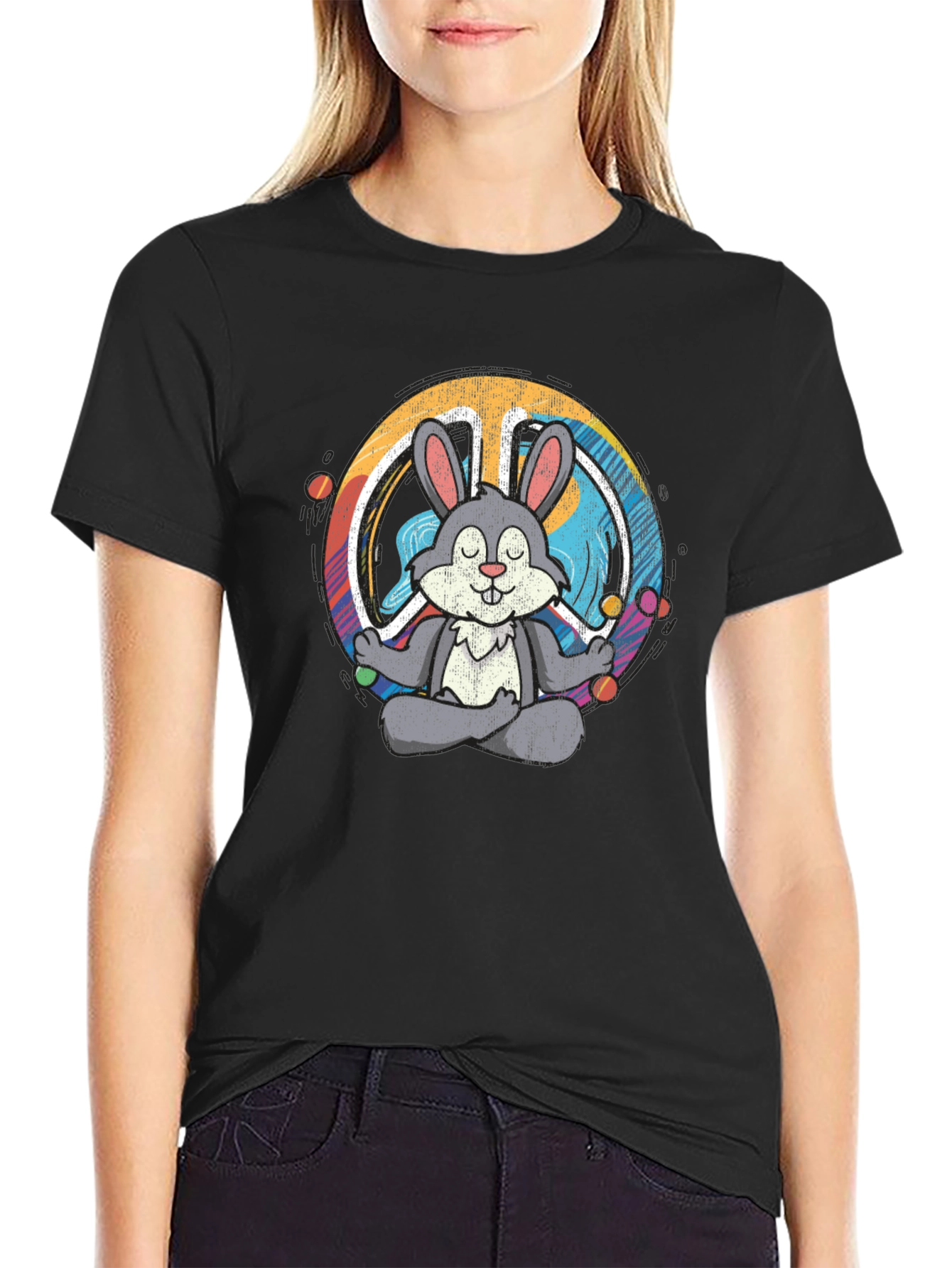 Peace Bunny T-Shirt - Meditating Hare Design