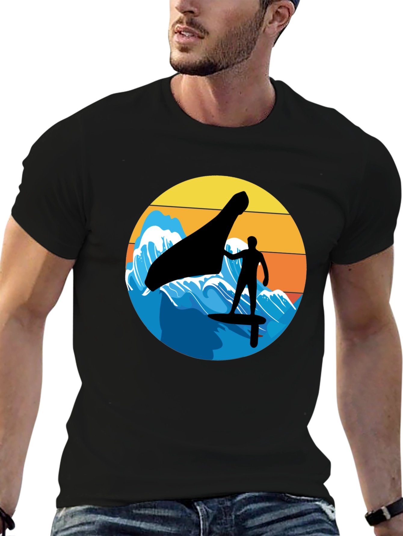 Wind Surfing Silhouette Graphic Tee